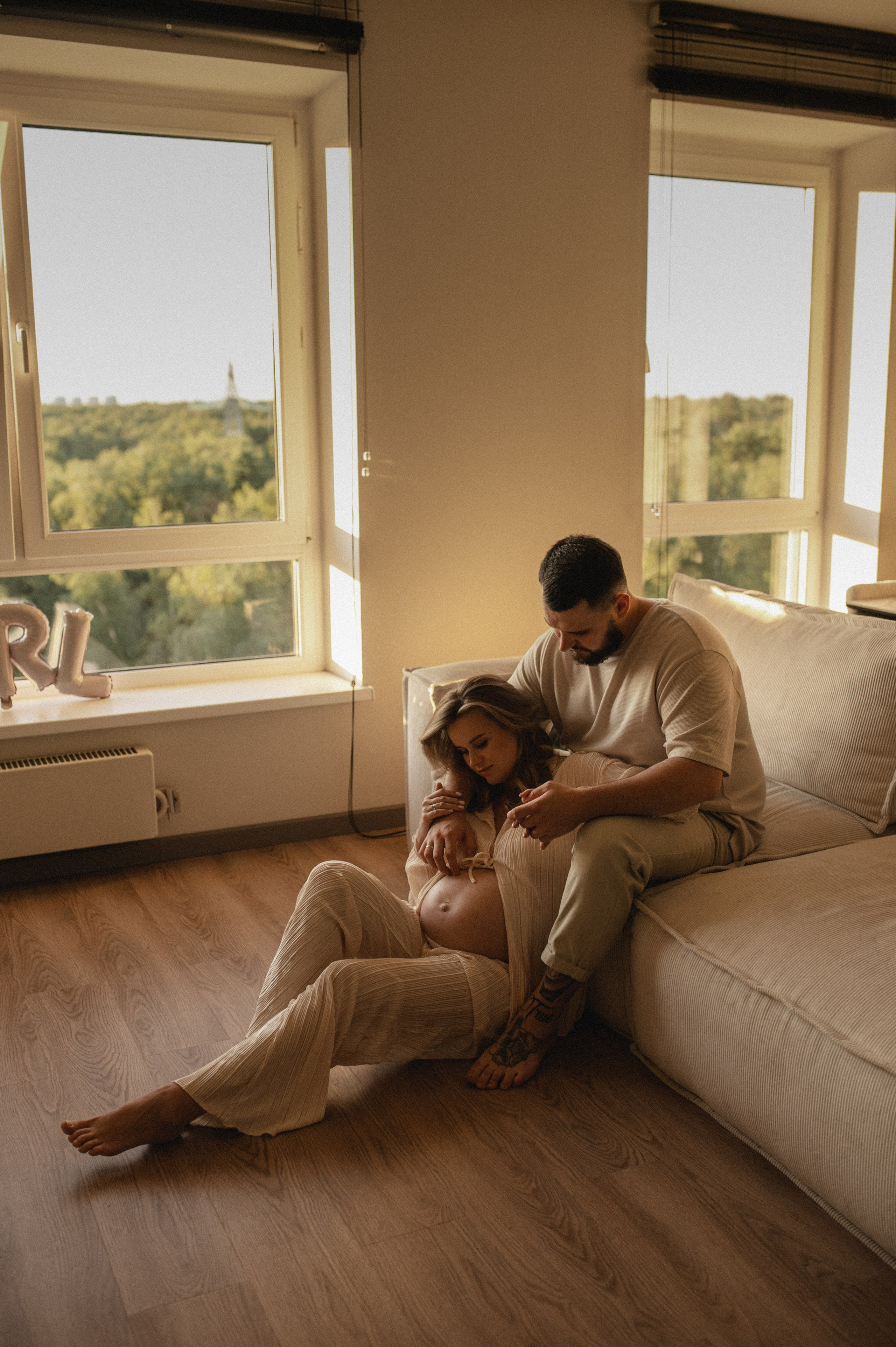 Домашняя фотосессия беременности. Семейная фотосессия Бутово Москва фотограф Алина Морщагина