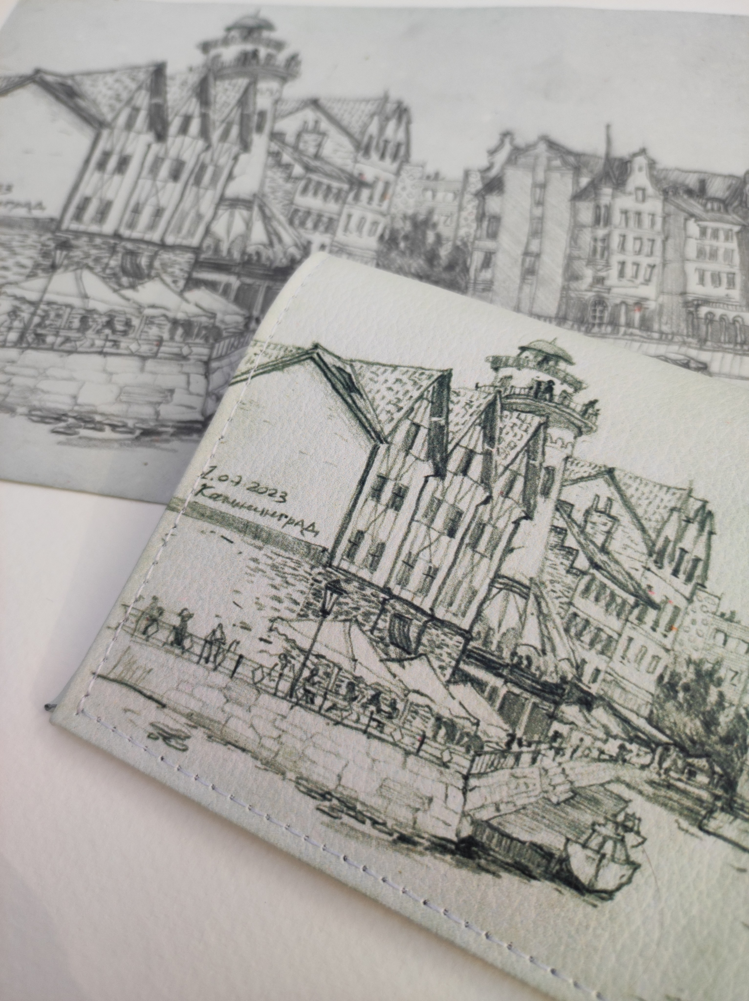 Обложка на паспорт "Калининград", натуральная кожа