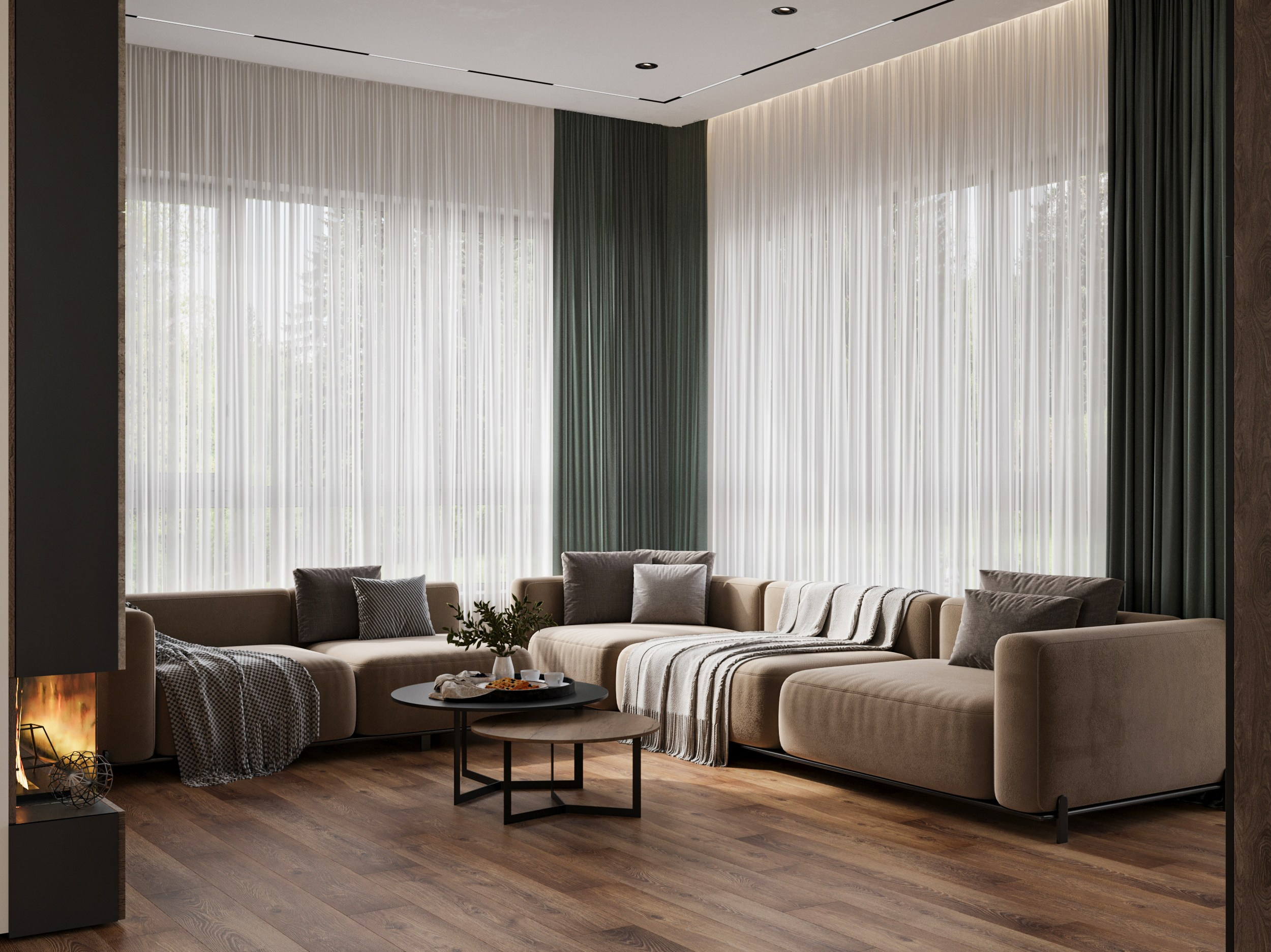 Коттедж в соврменном стиле. 3D-визуализатор Александр Зиновьев