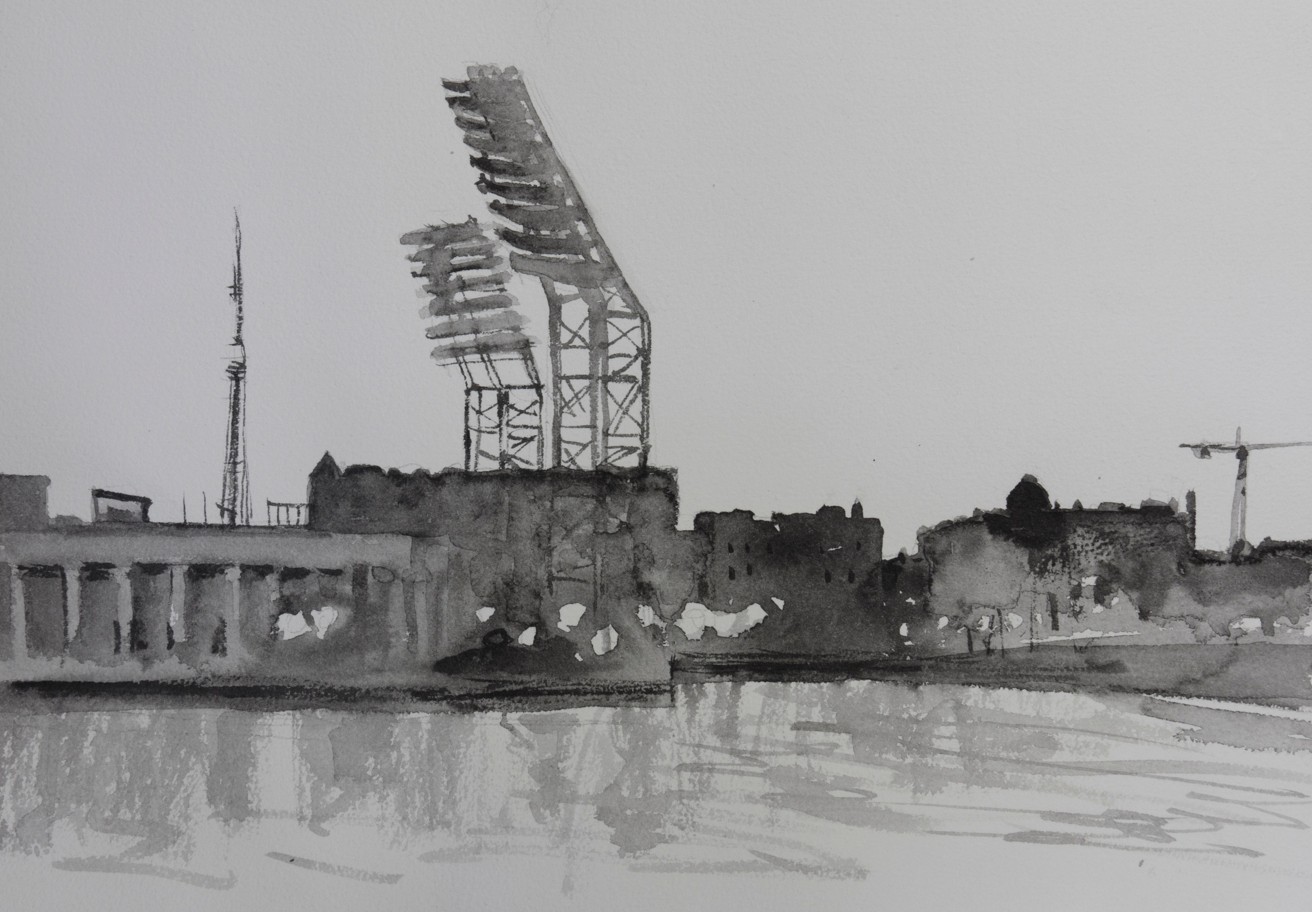 город, графика, черно-белый город, белые ночи, Петербург