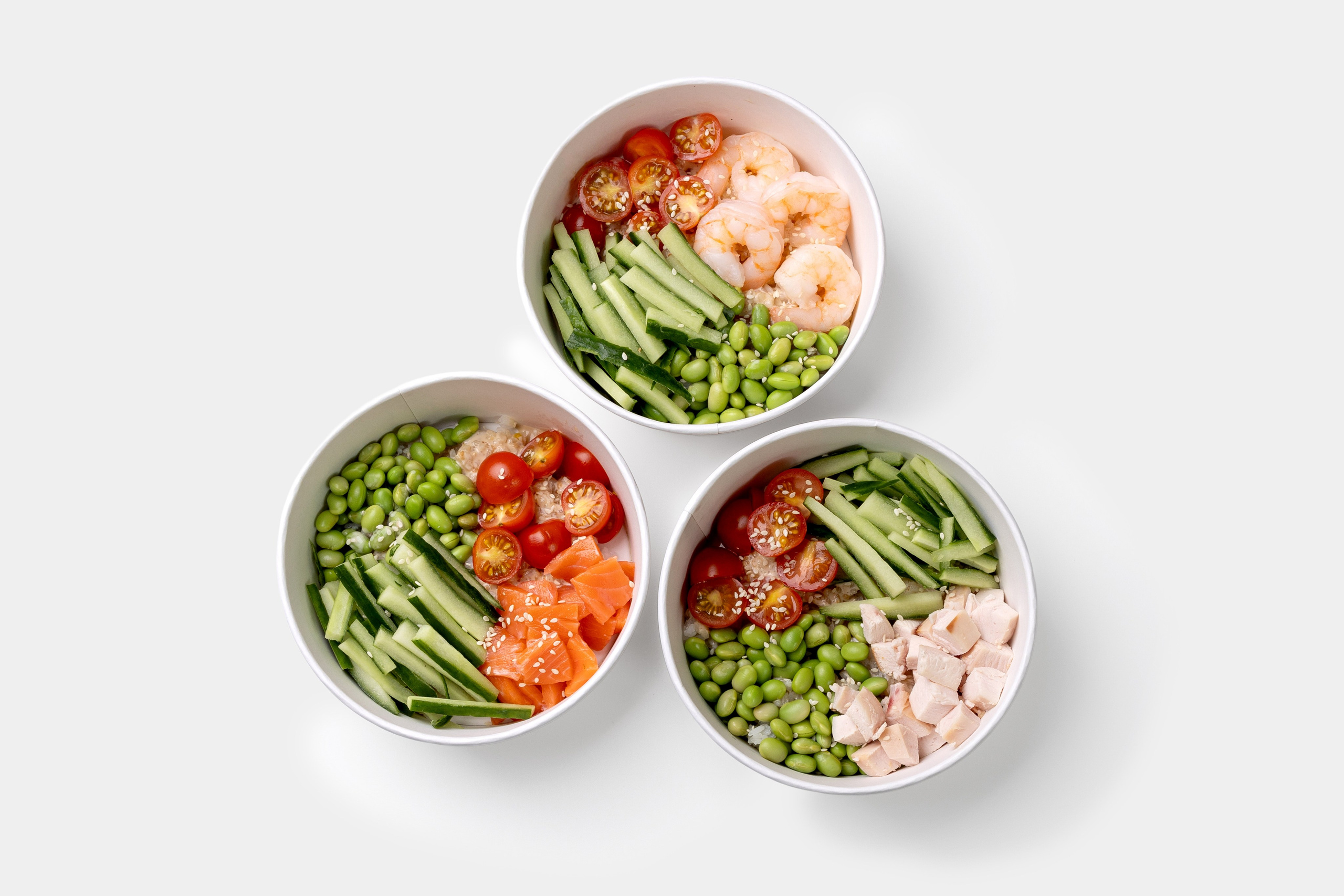 Набор поке с курицей, креветками и овощами для доставки