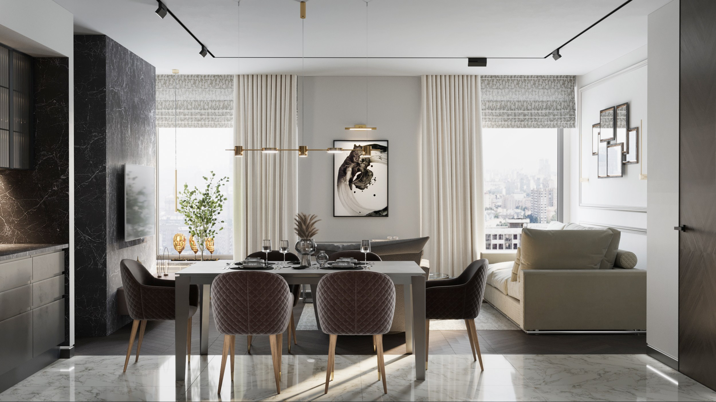 Кухня-гостиная в квартире. Клиент Майер Дарья. Евгений Пырков — 3d визуализатор интерьеров и экстерьеров России