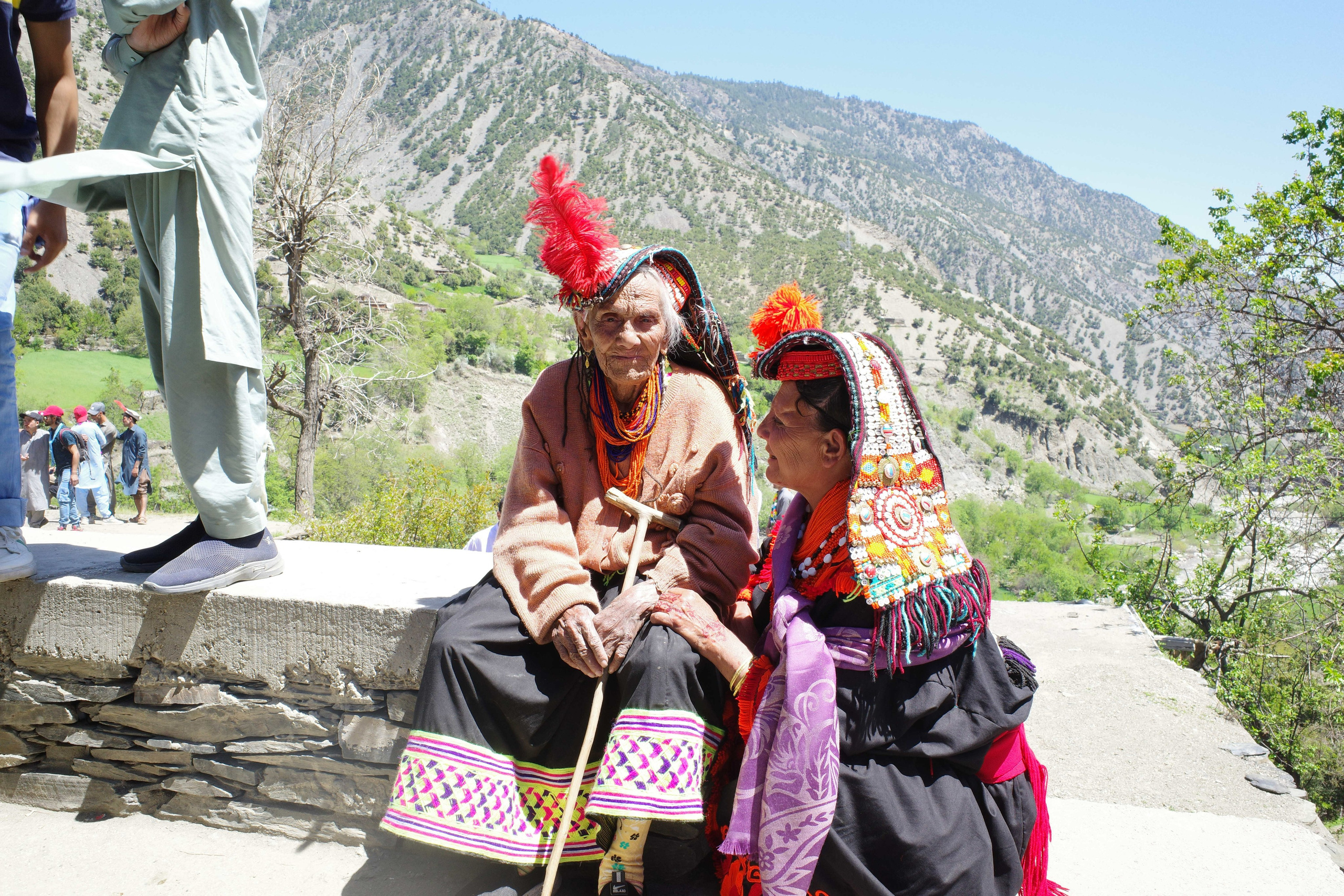 Women in national costumes for the holiday, Bumburet Valley
