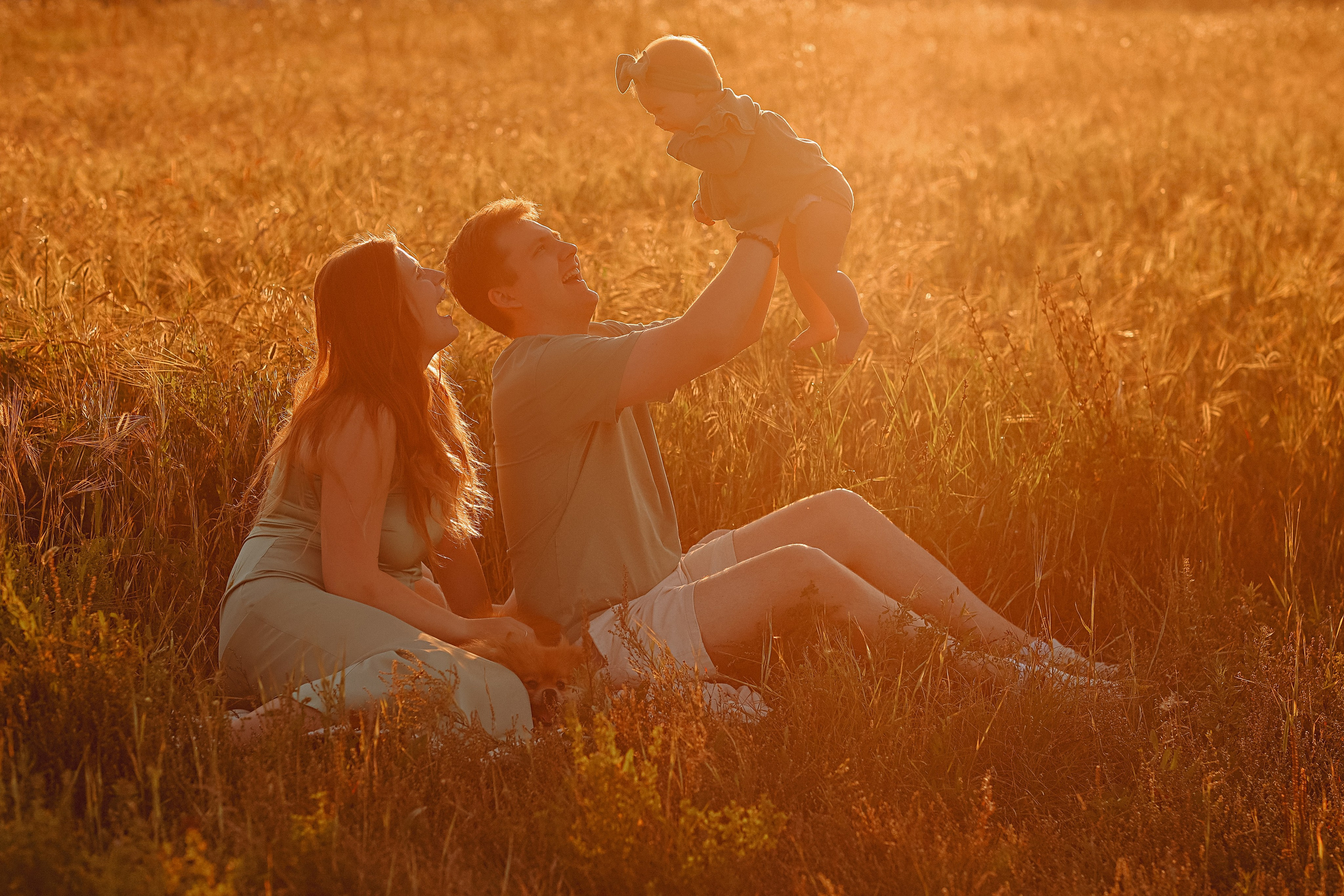 Закатное поле семейная. Семейный фотограф Тюмень, фотограф на роды Салмина Мария