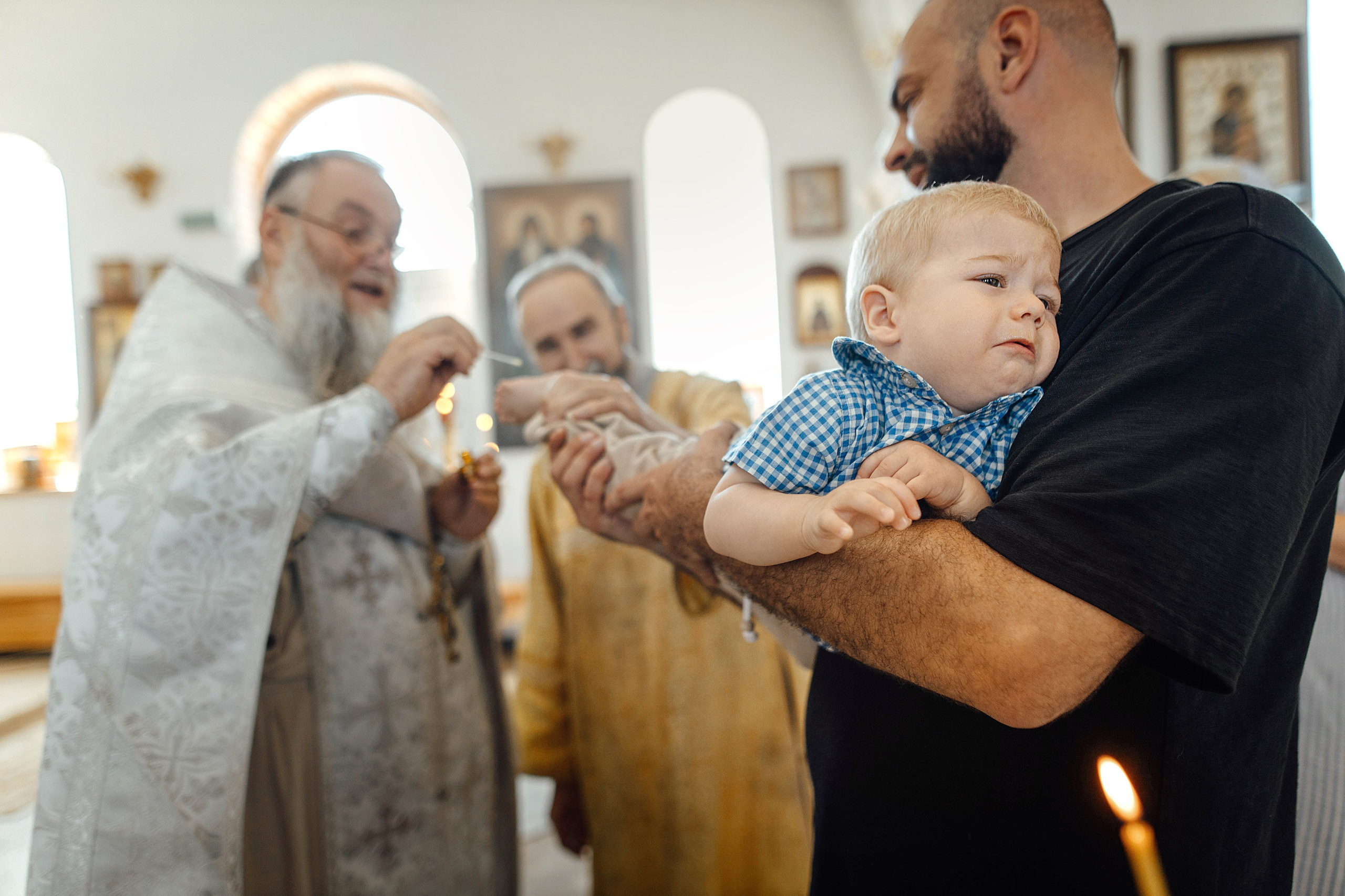 Крещение Энвера (Михаила), д. Колядищи, храм Успения Пр. Богородицы, август 2025