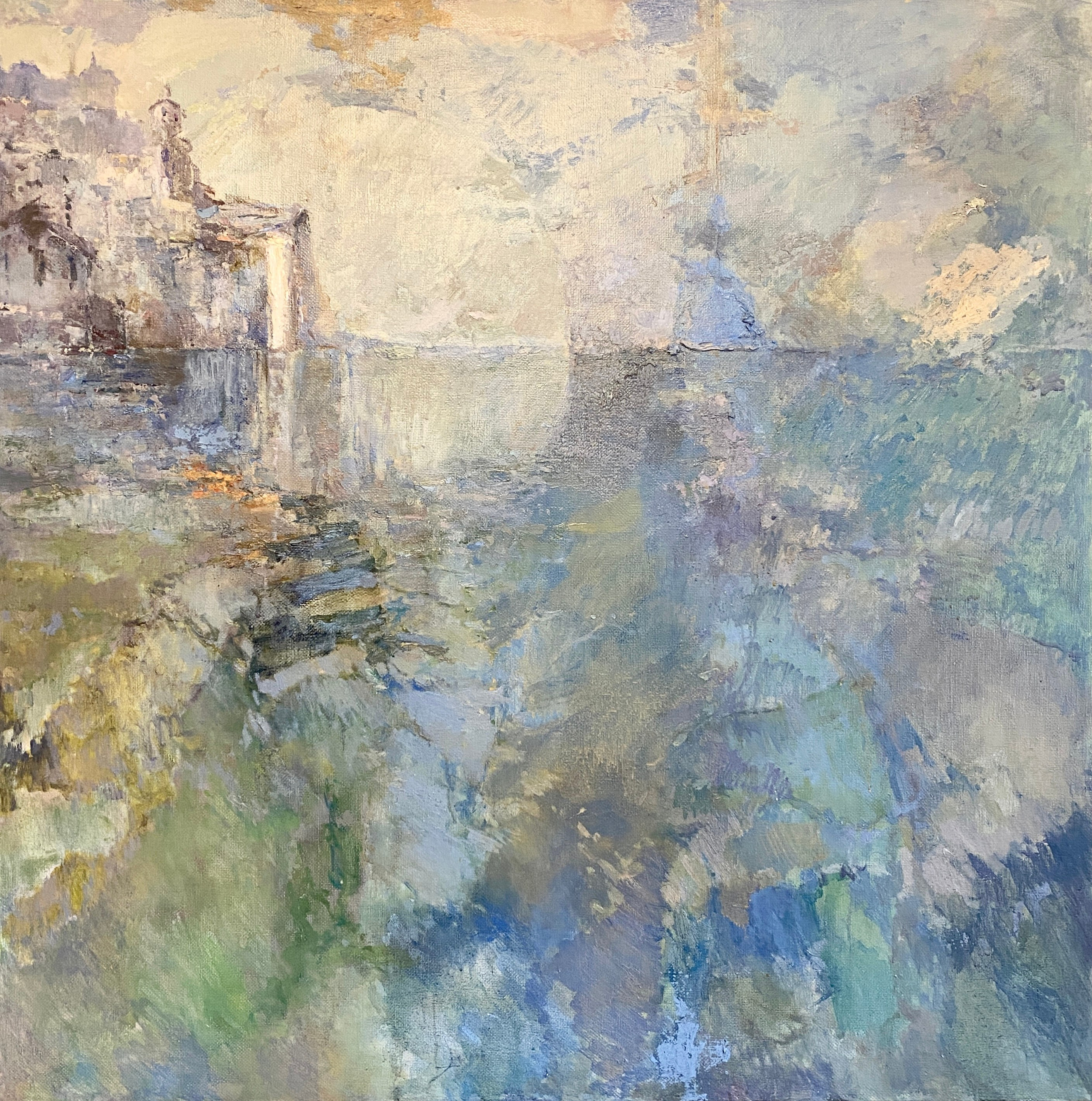 Живопись, Масло, Абстракционизм, Абстракция, Синий, Светлый голубой море интерьерная картина дизайн морской пейзаж замок на море солнечный пейзаж