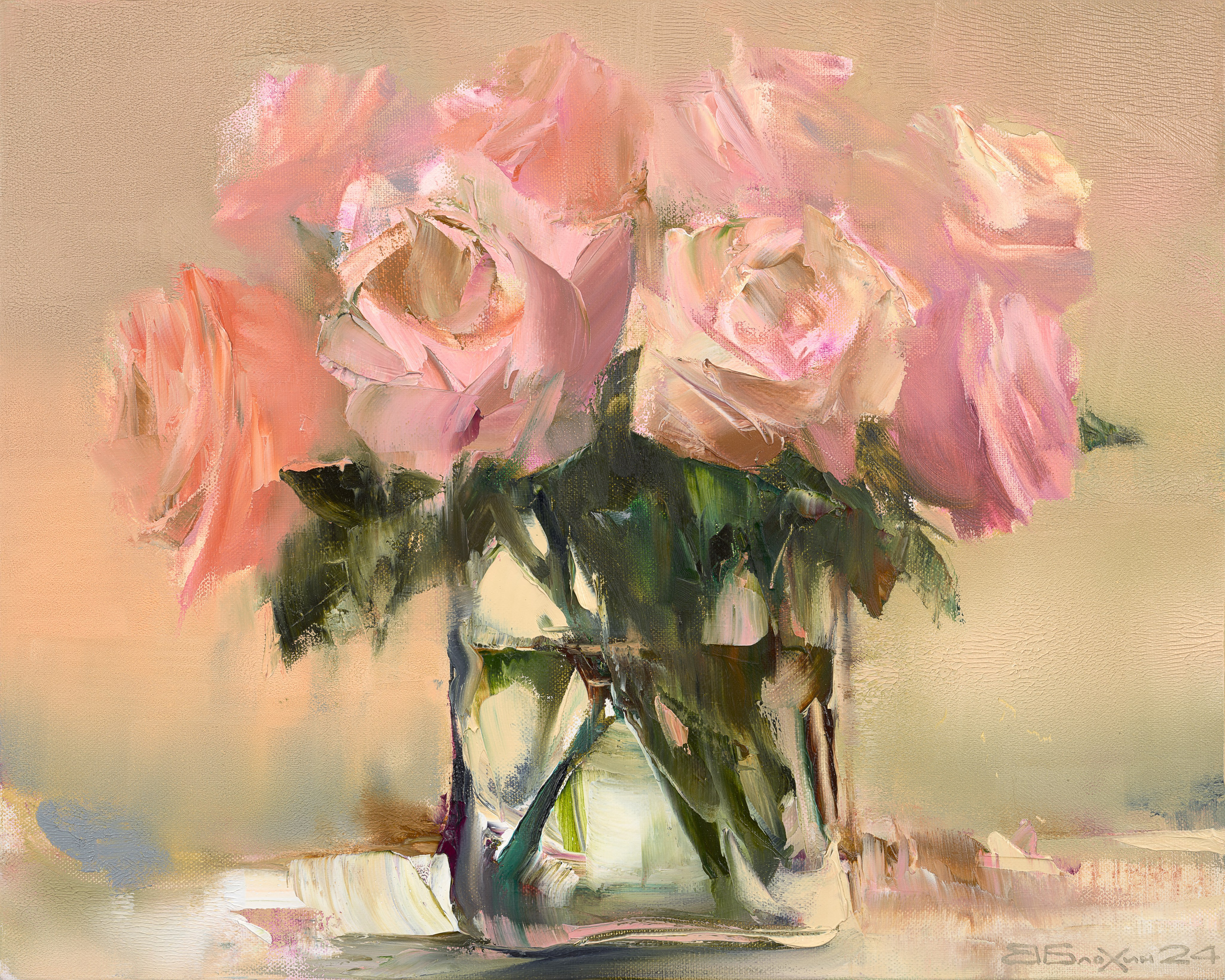 «Розы-2» - художник Валерий Блохин (холст, масло, 40x50, 2024)