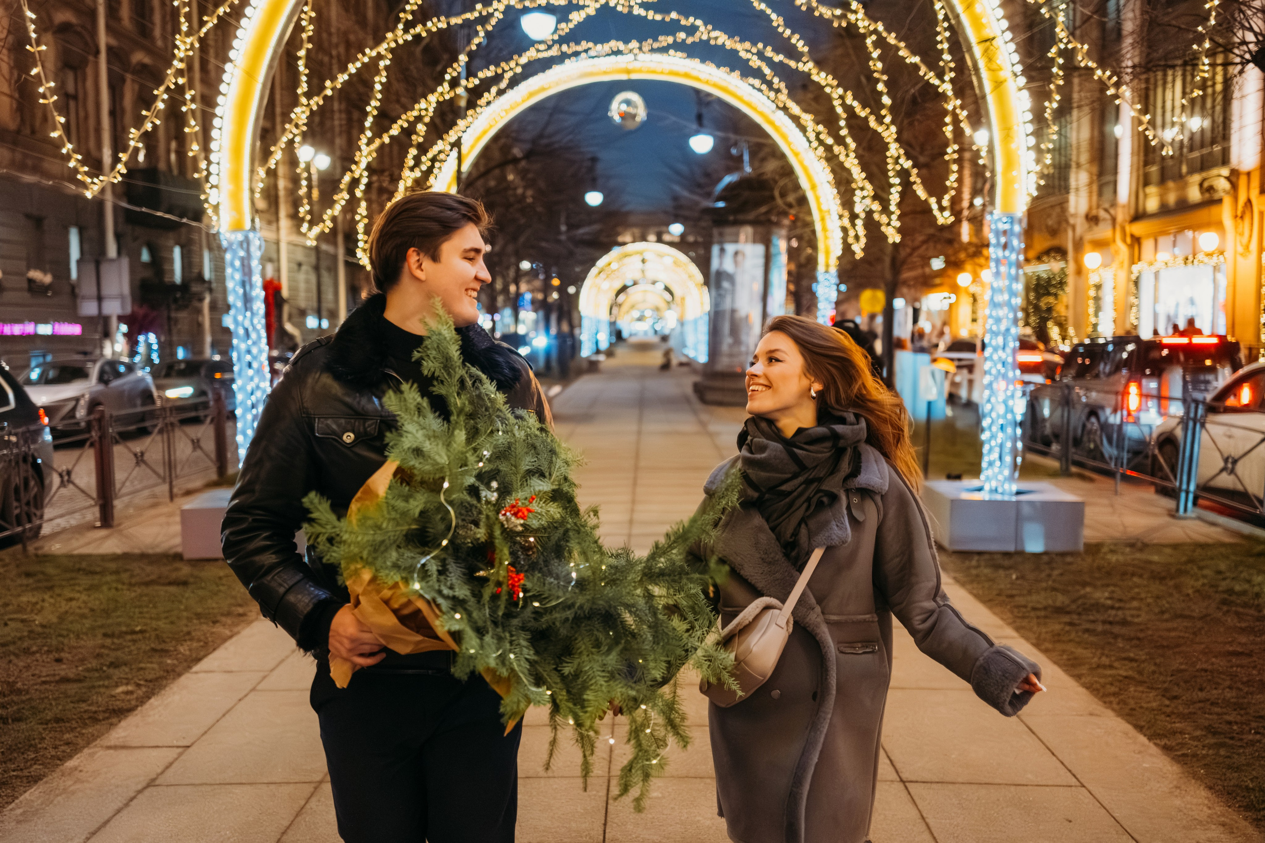 Аня и Даня: новогодняя прогулка. Семейный и детский фотограф в Санкт-Петербурге