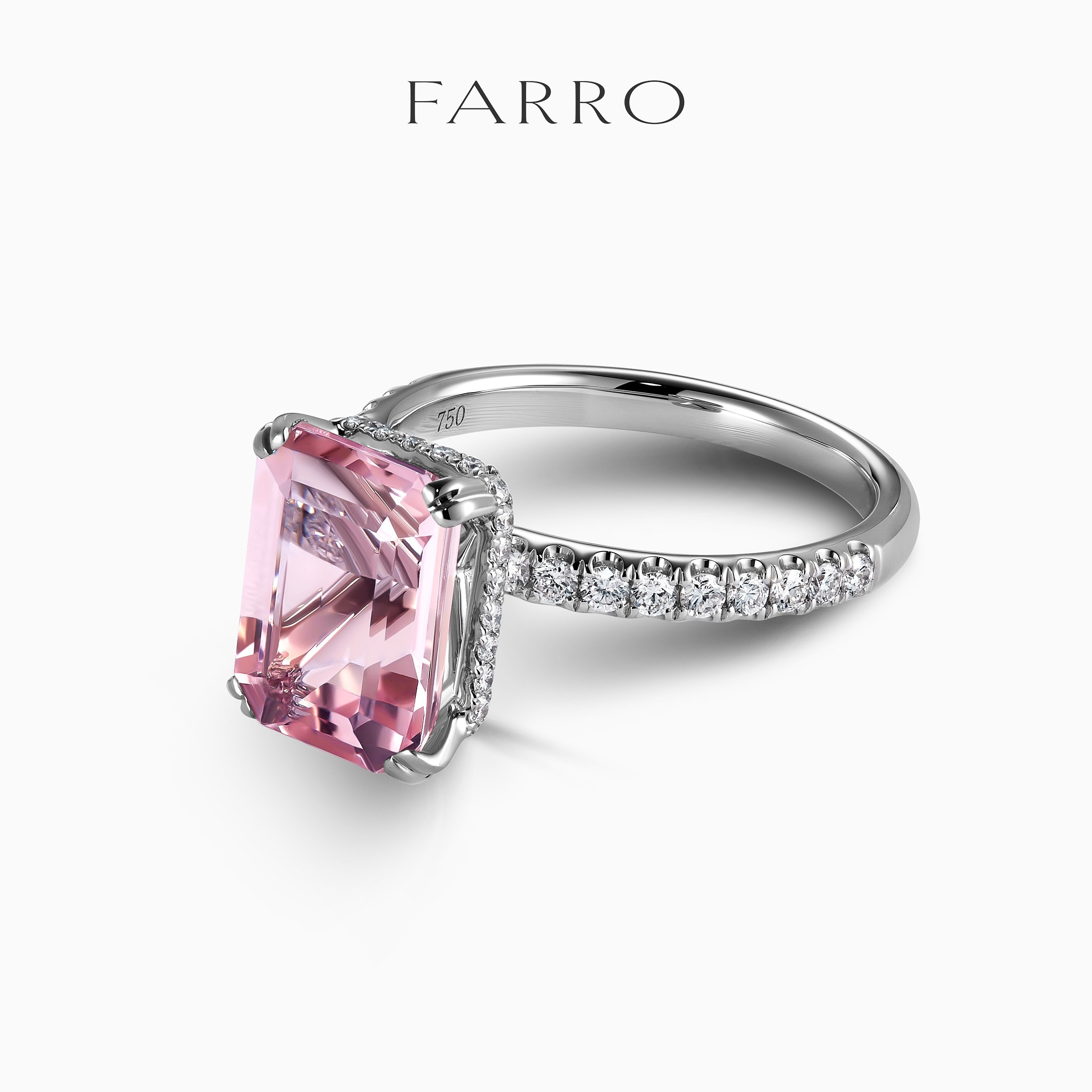 Кольцо FARRO с розовым камнем и бриллиантовой инкрустацией