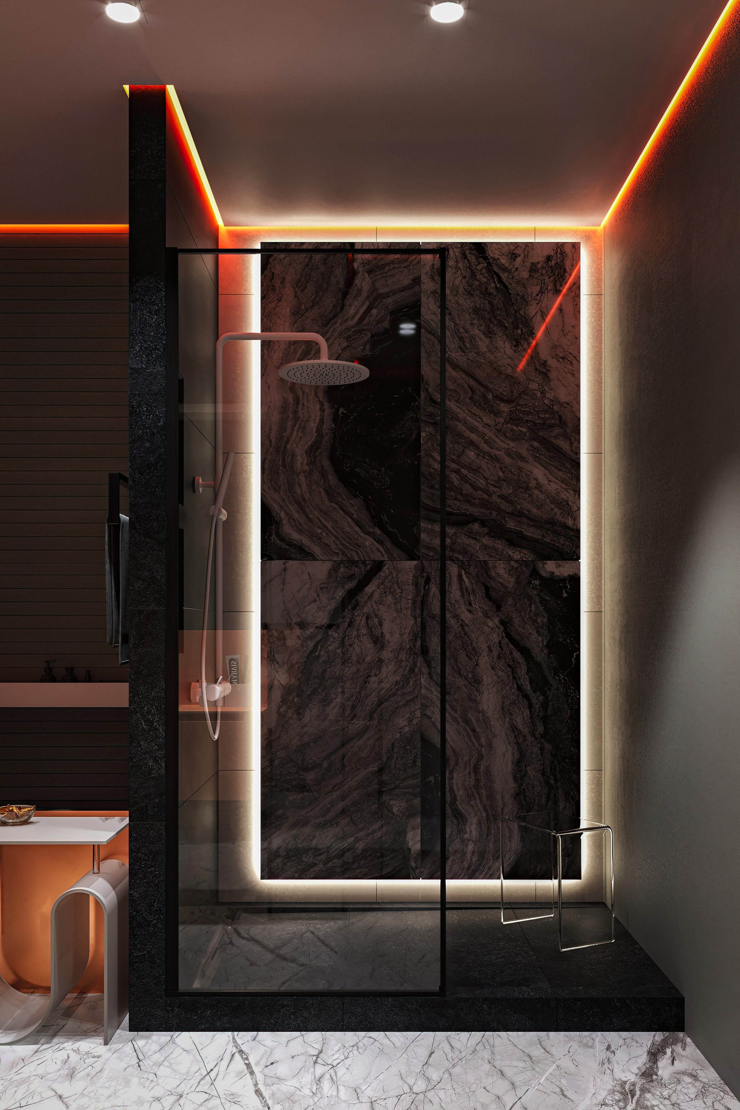 Санузел со встроенным TV экраном, Концептуальный проект. Дизайн интерьера и экстерьера в Санкт-Петербурге Яна Емельянова