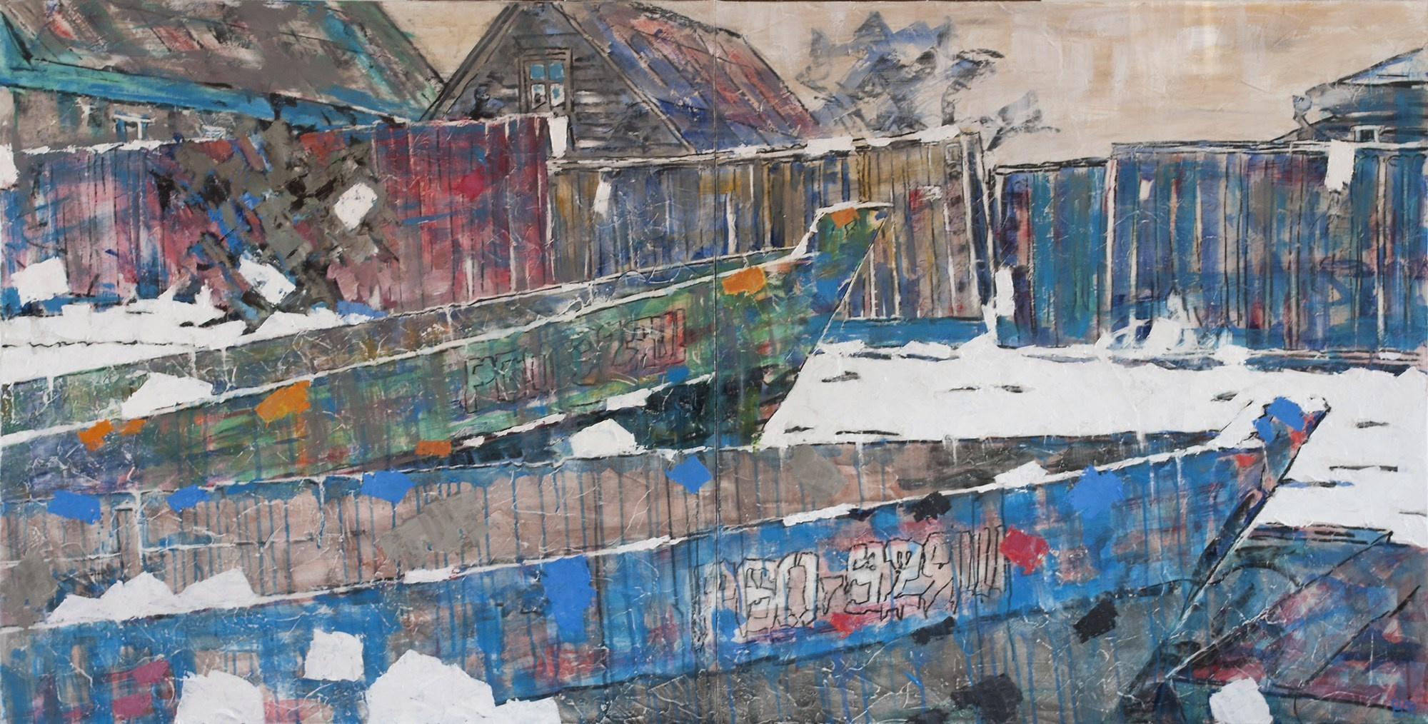 Валентин Фёдоров "Лодки на берегу" 100x200 см, холст, масло, 2025 г., 390 000 руб.
