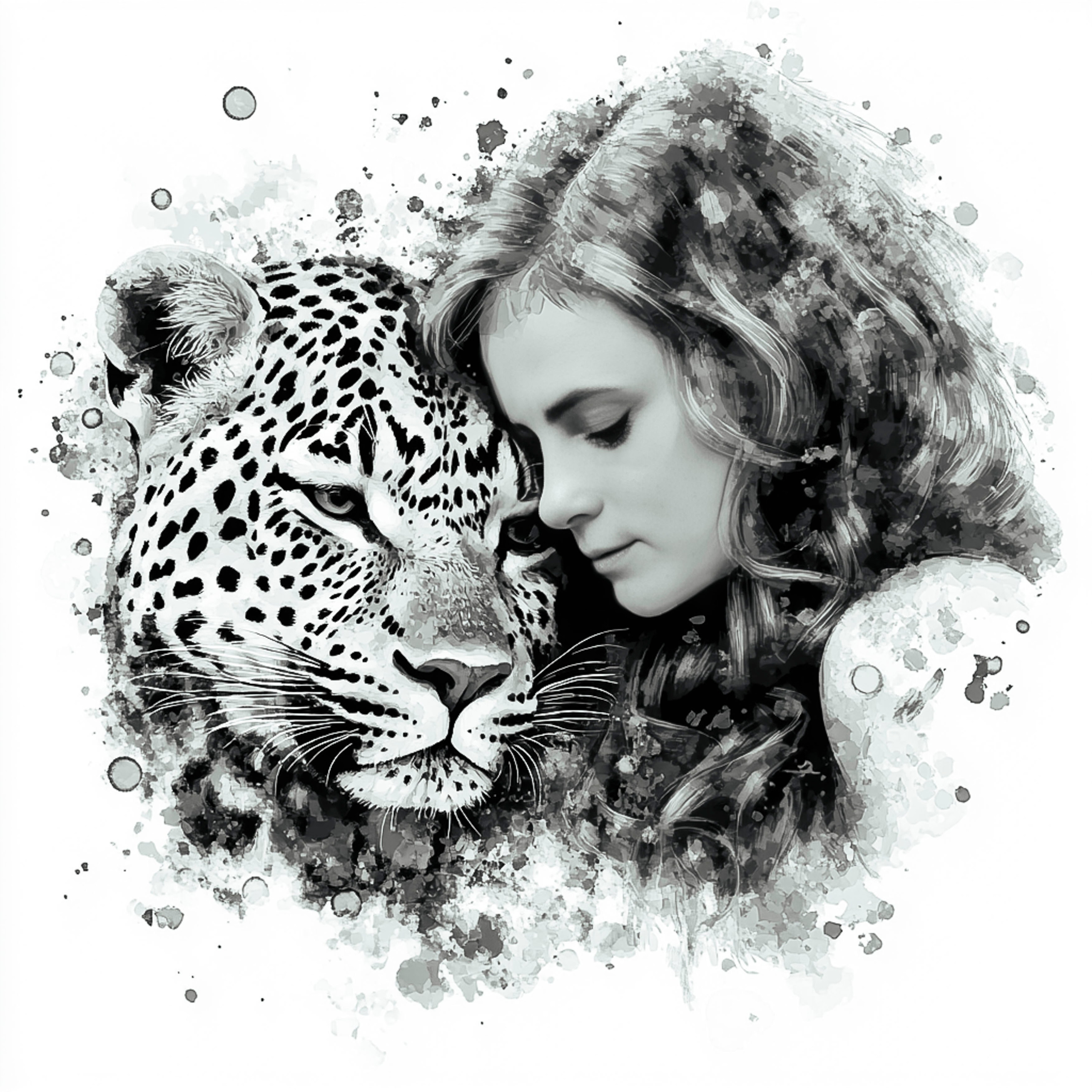 Нейрофотосессия для Ольги. Девушка с пантерой/леопардом/в воде/в красном платье. ФотоХудожник Харитонова Ирина г. Санкт-Петербург