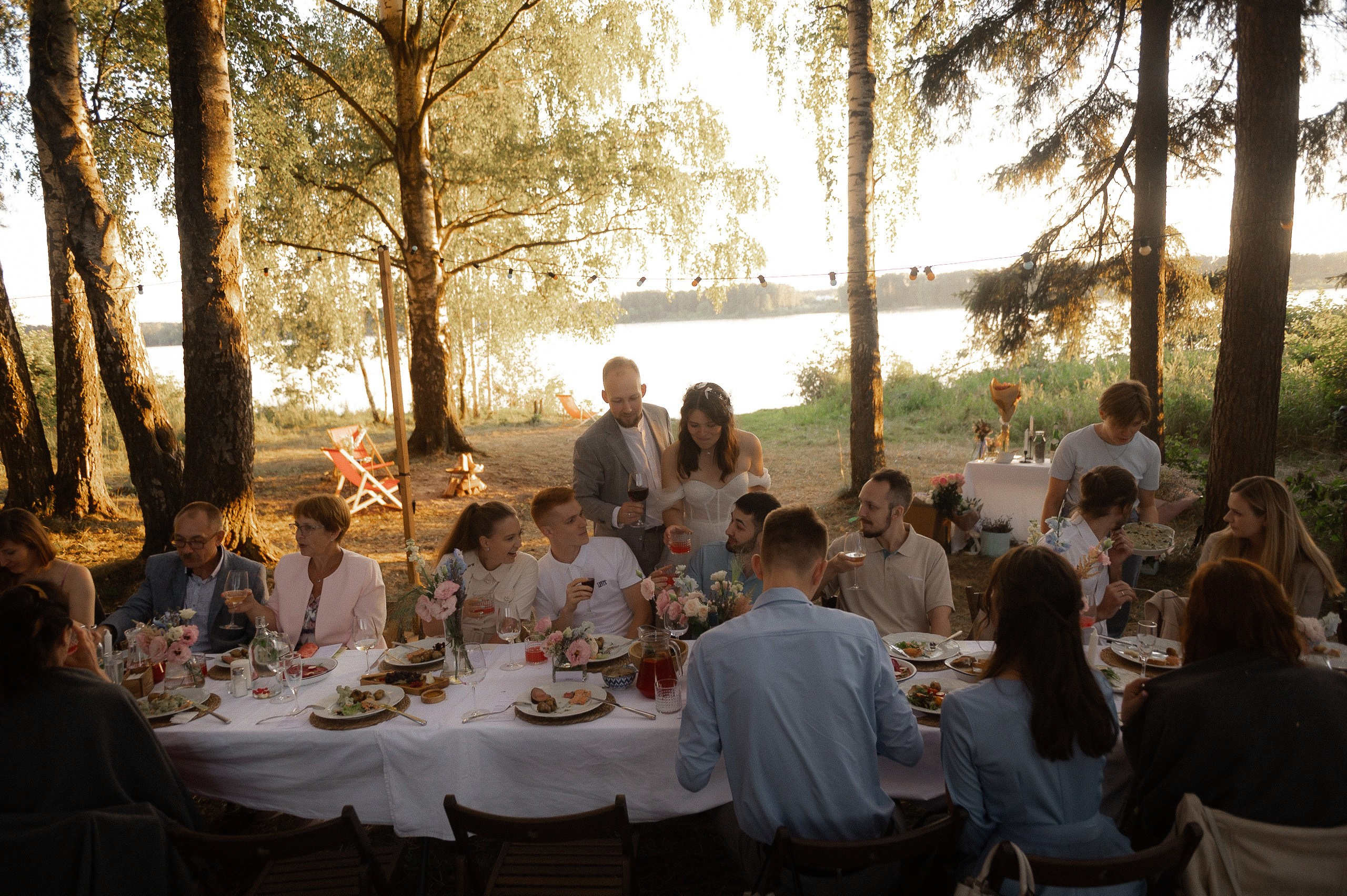 Камерный свадебный ужин в березовой роще. Афина Ефимова. Свадебный фотограф Москва