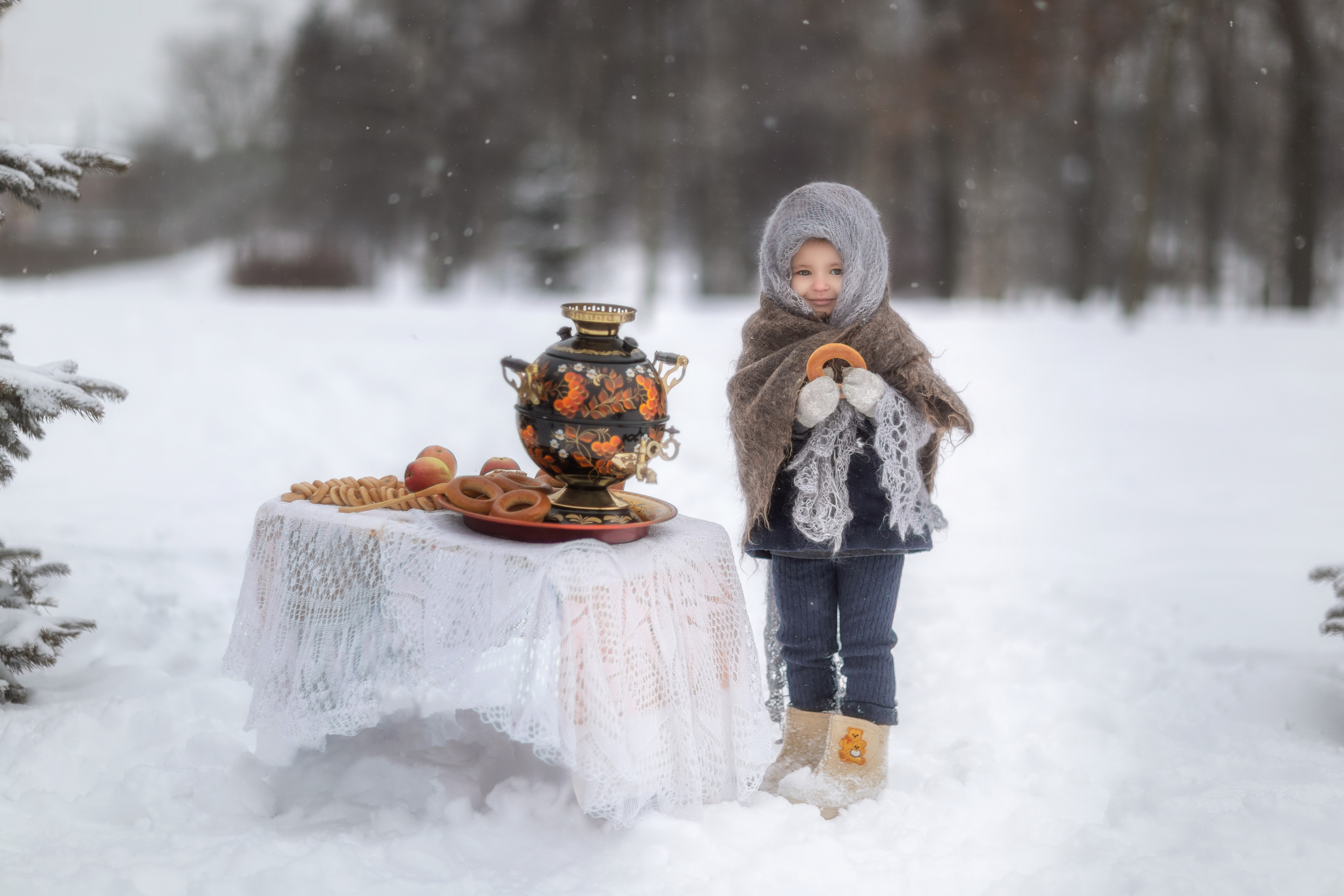 С самоваром_зима 2021. Семейный фотограф в Санкт-Петербурге