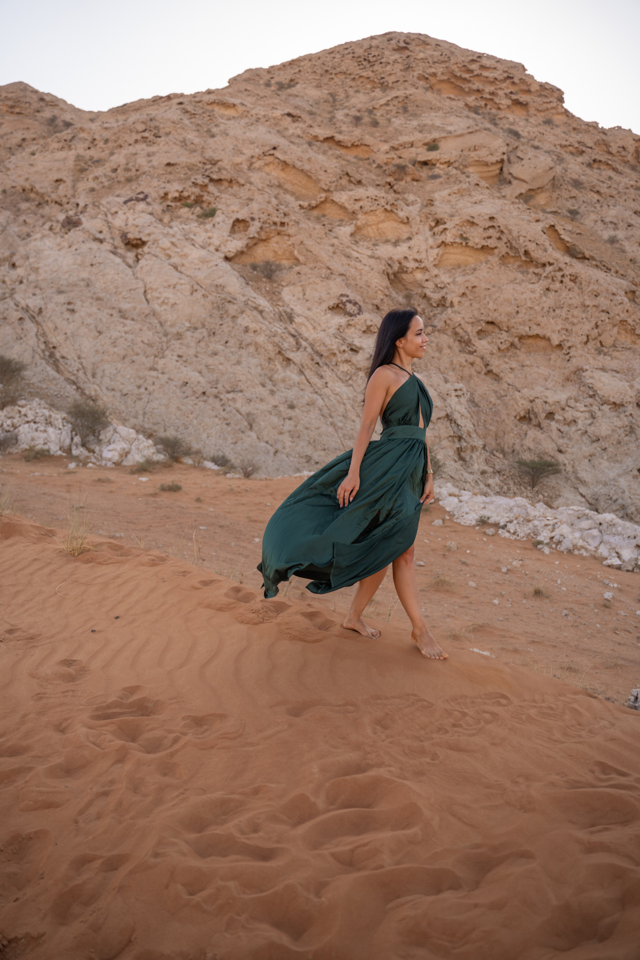 Flying dress in desert