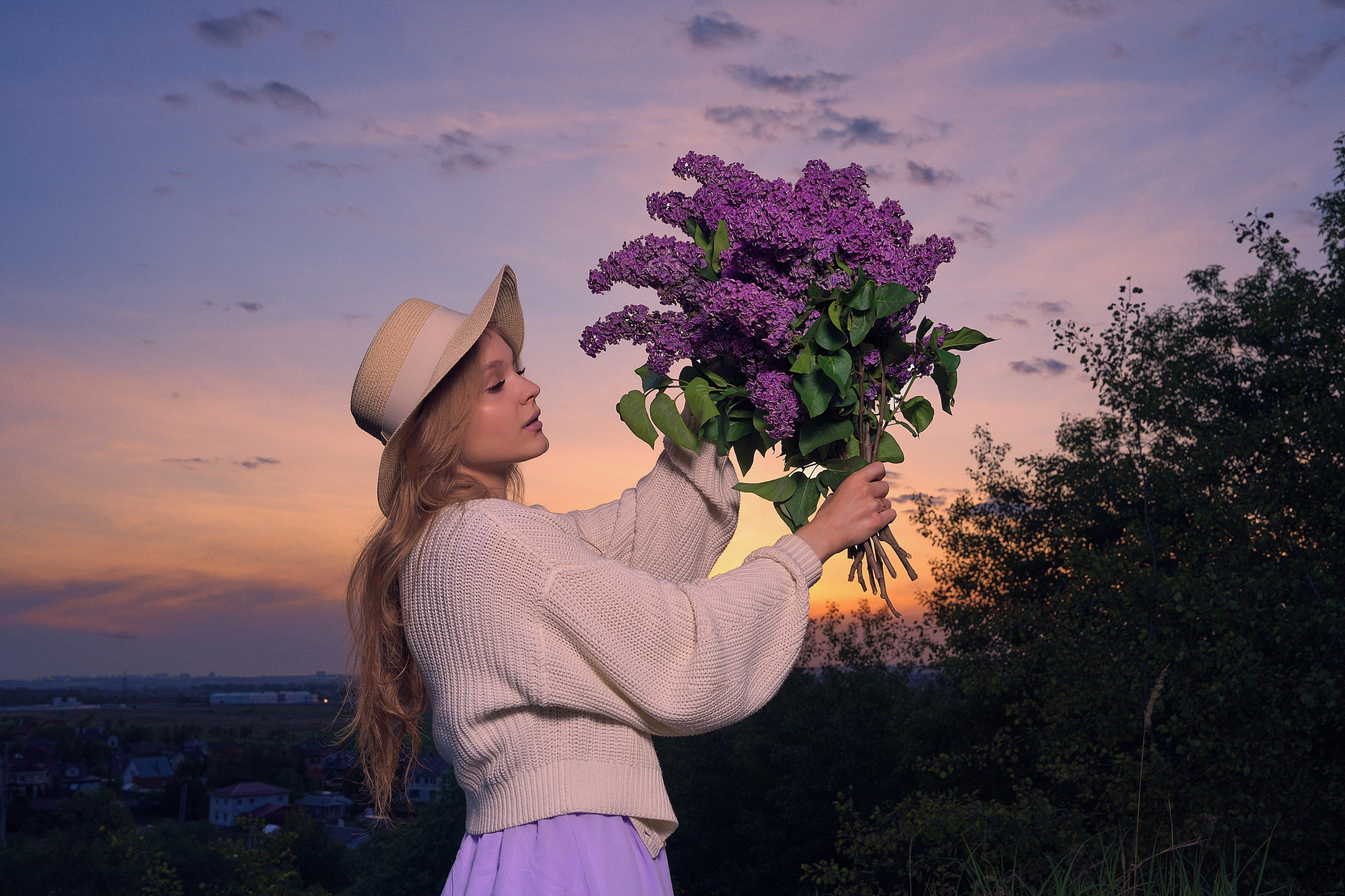 Съемка Кати на закате в поле. Фотограф Светлана Боровикова в Домодедове