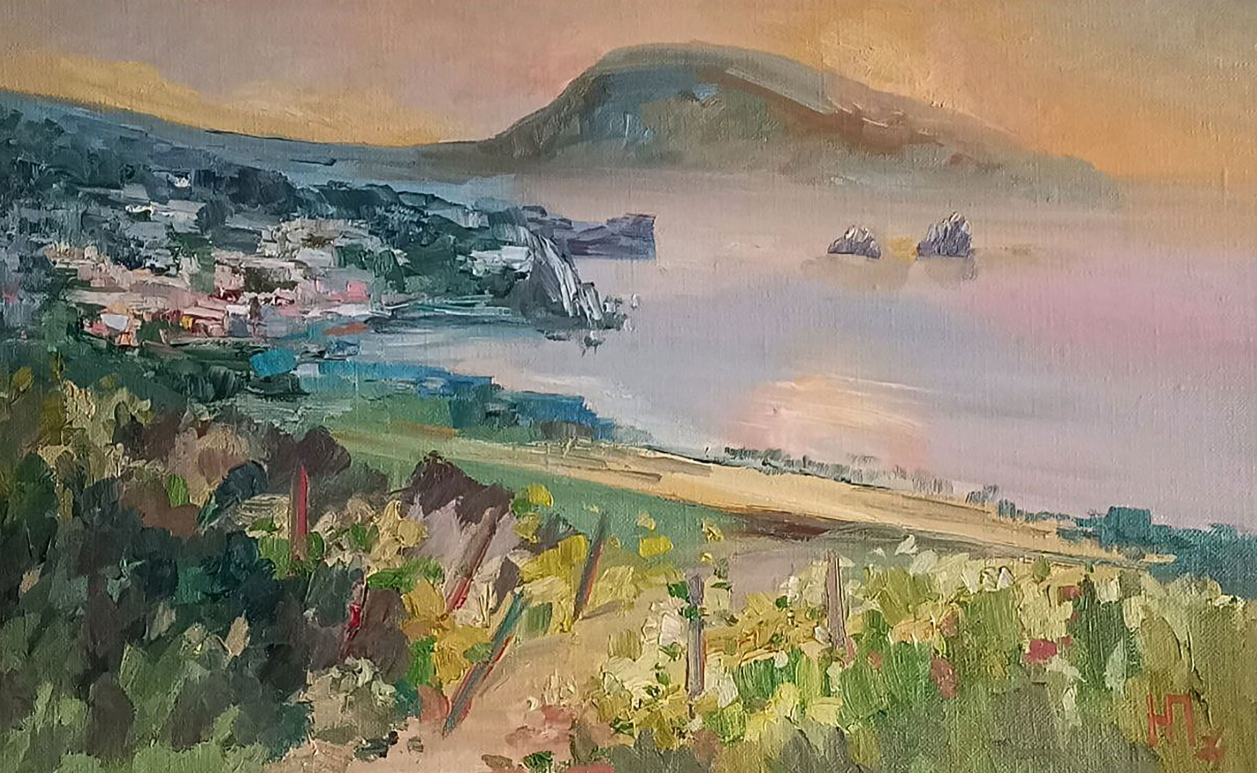 картина с изображением рассвета Гурзуф