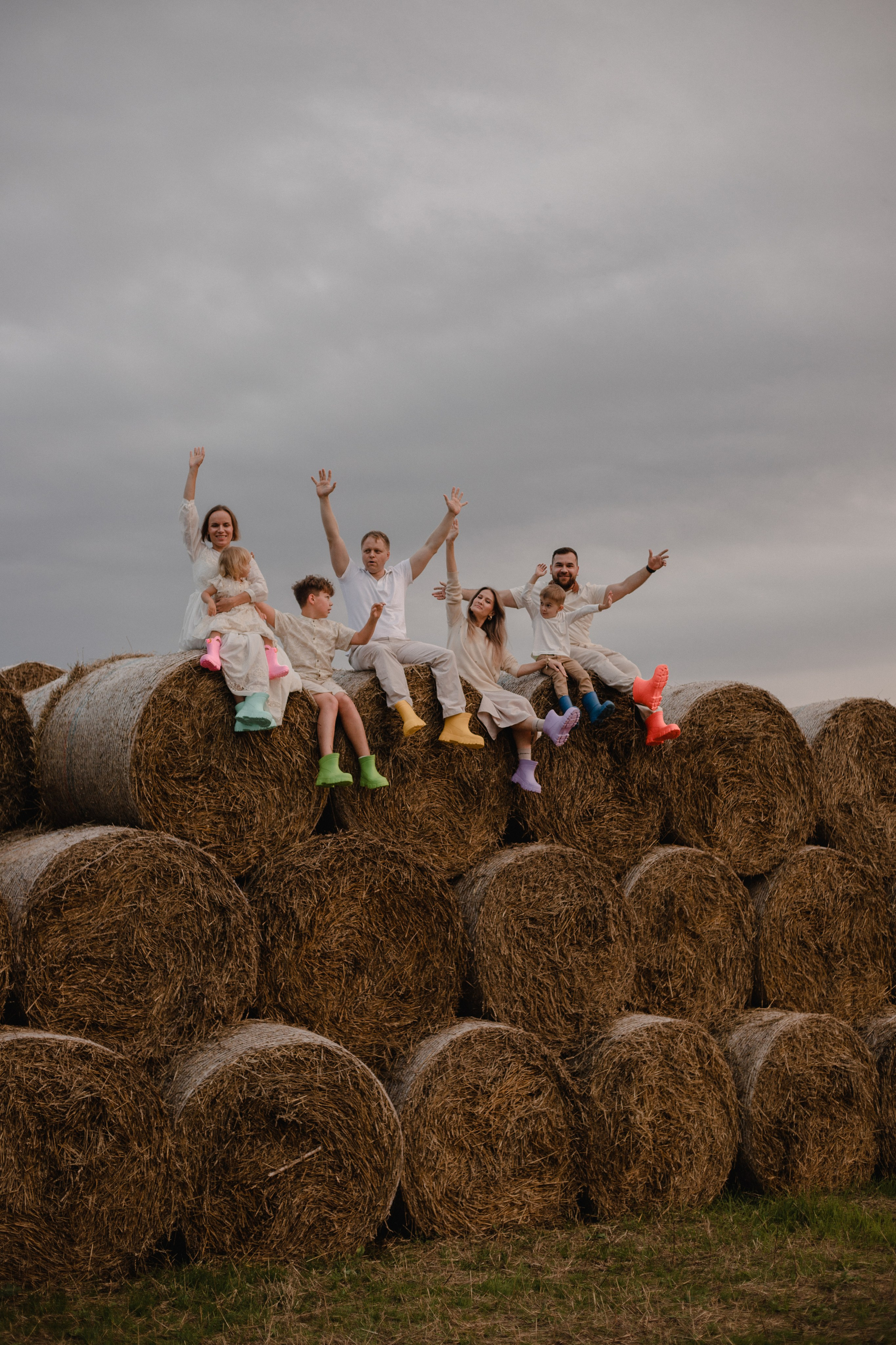 В стогах сена :)