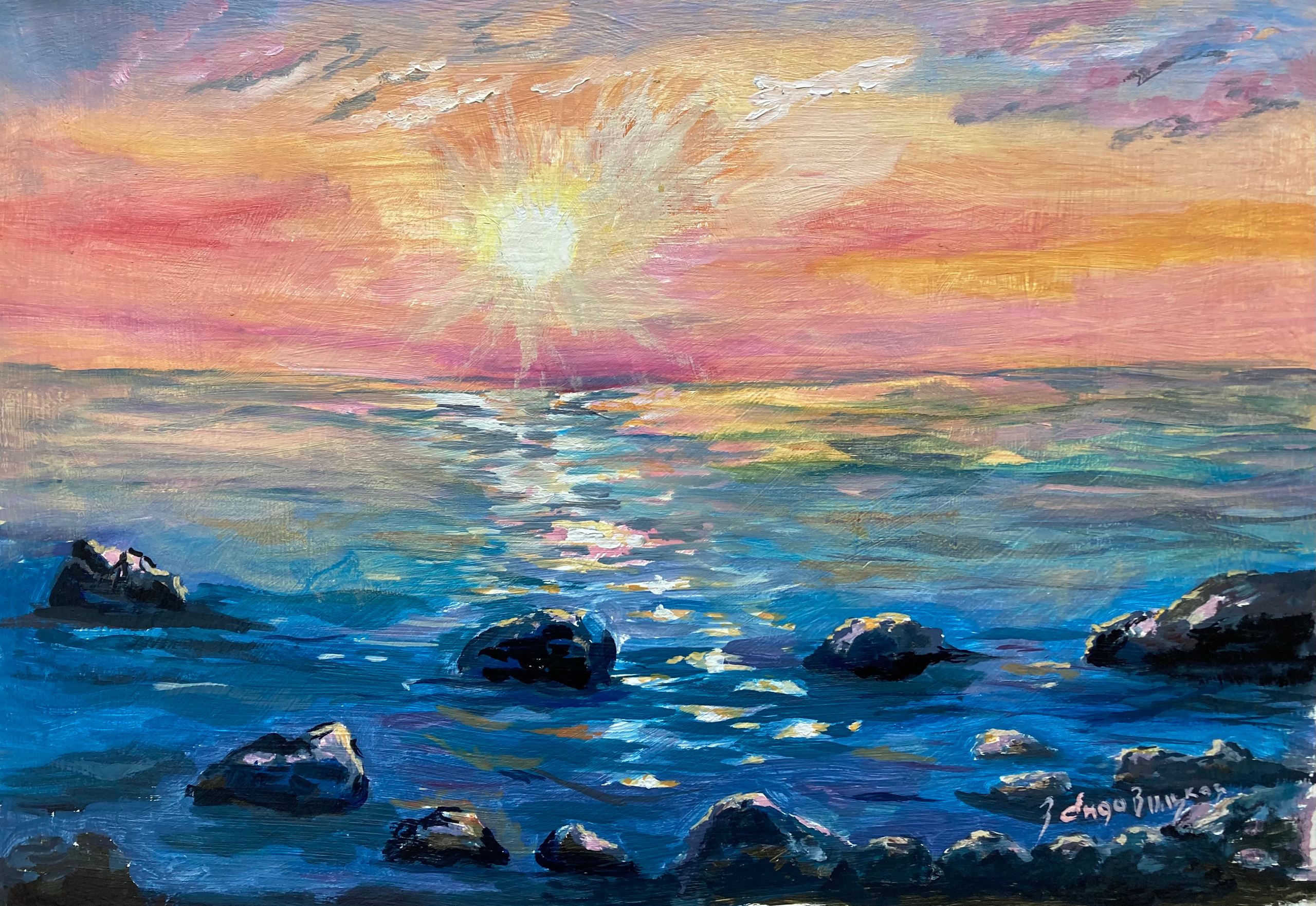 Море масло холст картон. ArtZoyaEndovitskaya