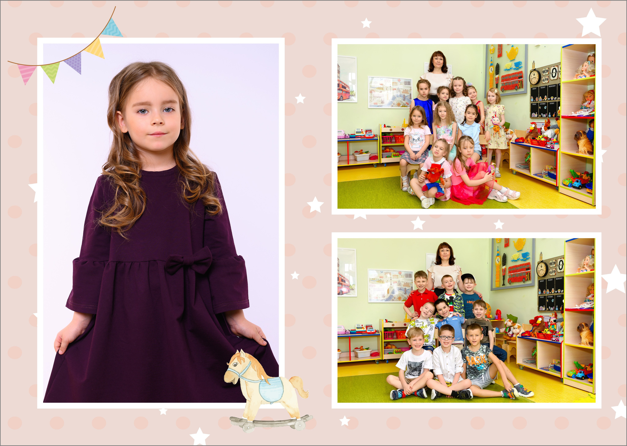 Альбом в детский сад за 2400 руб. на 2 разворота. Выпускной школьный альбом в Москве / Школьный фотограф Юлия Михайленко