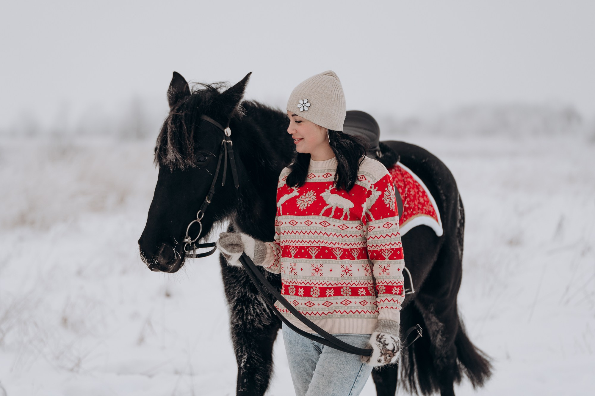Зимняя фотосессия с лошадьми для двоих. Свадебный и репортажный фотограф в Ярославле Евгений Сальников