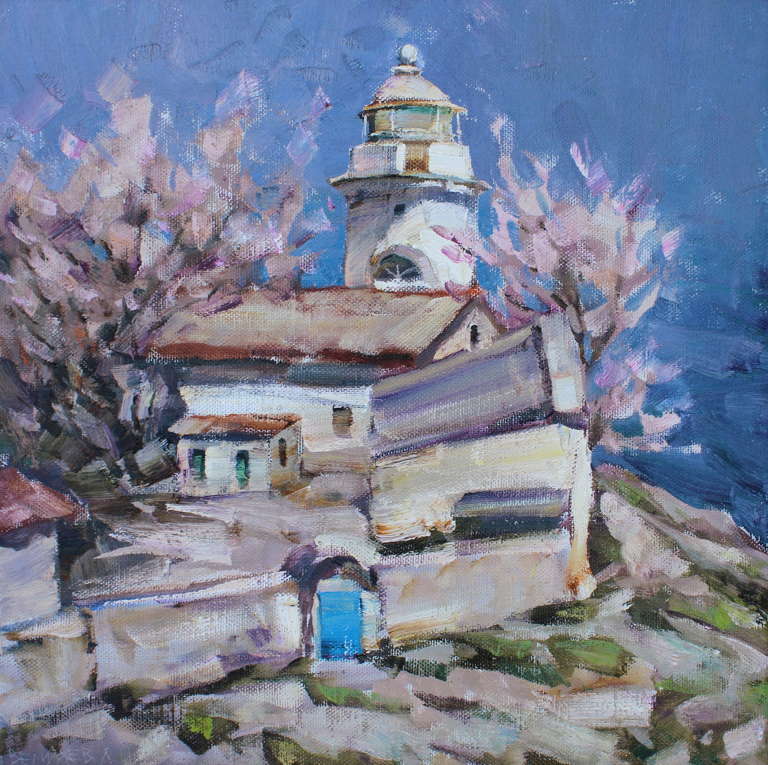 "Маяк Святого Ильи. Феодосия". 2025. Холст, масло. 60х60 см. Цена: 30000 руб.