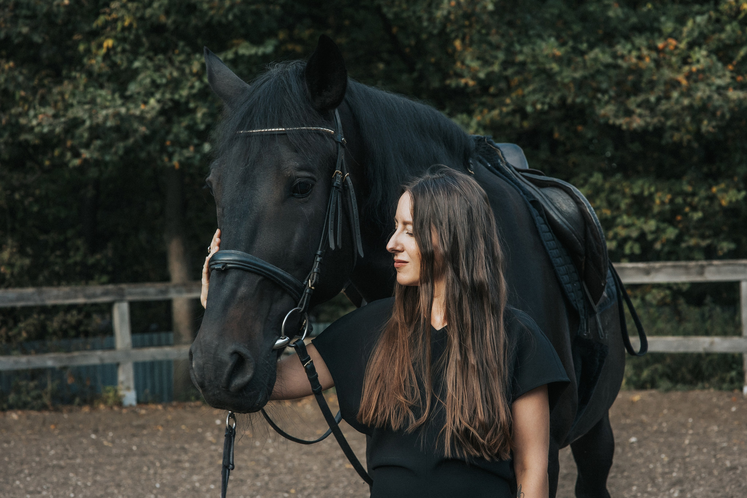 Большая семья и черный конь Султан. Семейный фотограф в Москве Наталья Чуб, заказать Фотокнигу