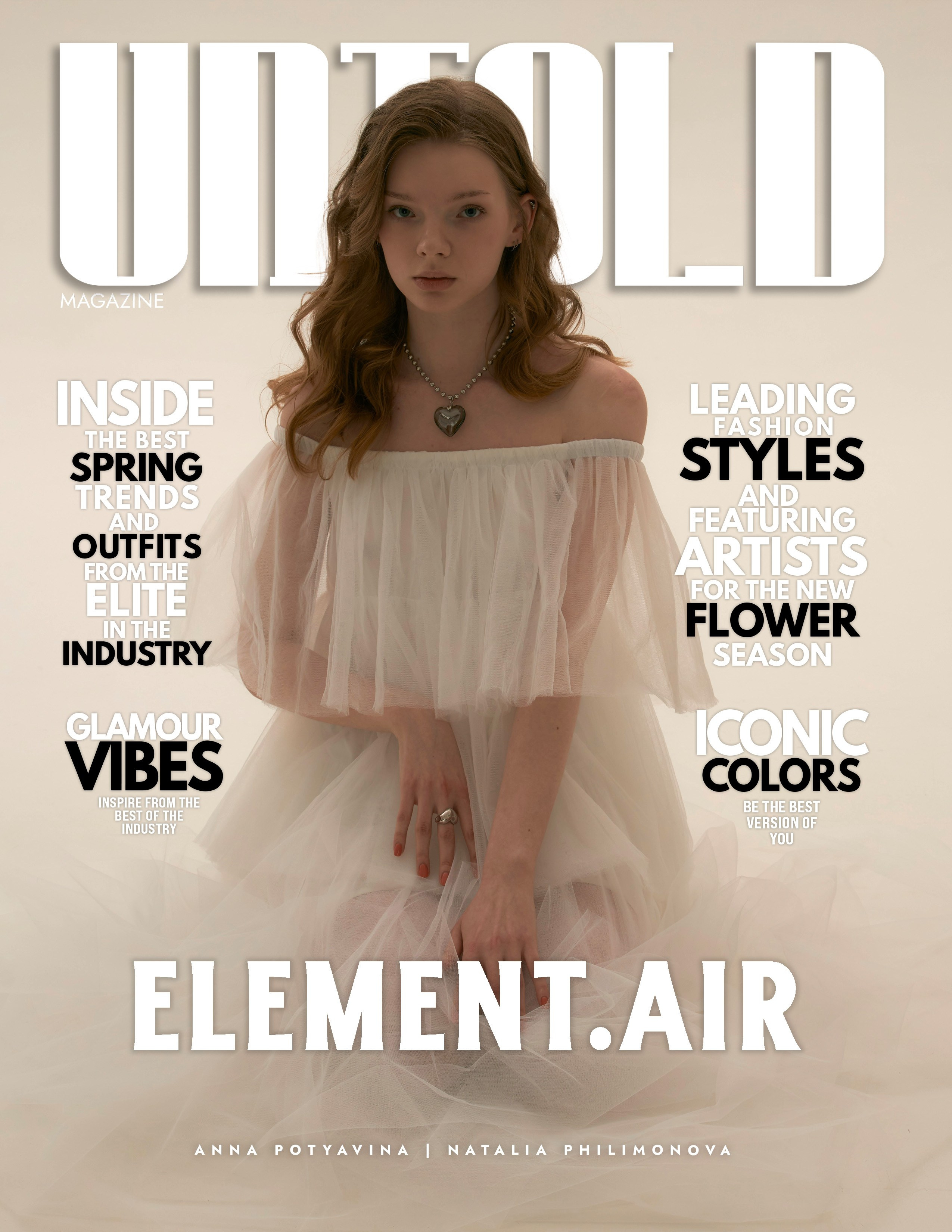 Фэшн-съёмка на обложку греческого журнала Untold. Девушка с длинными вьющимися волосами в фатиновом полупрозрачном платье. Легкая, воздушная, нежная