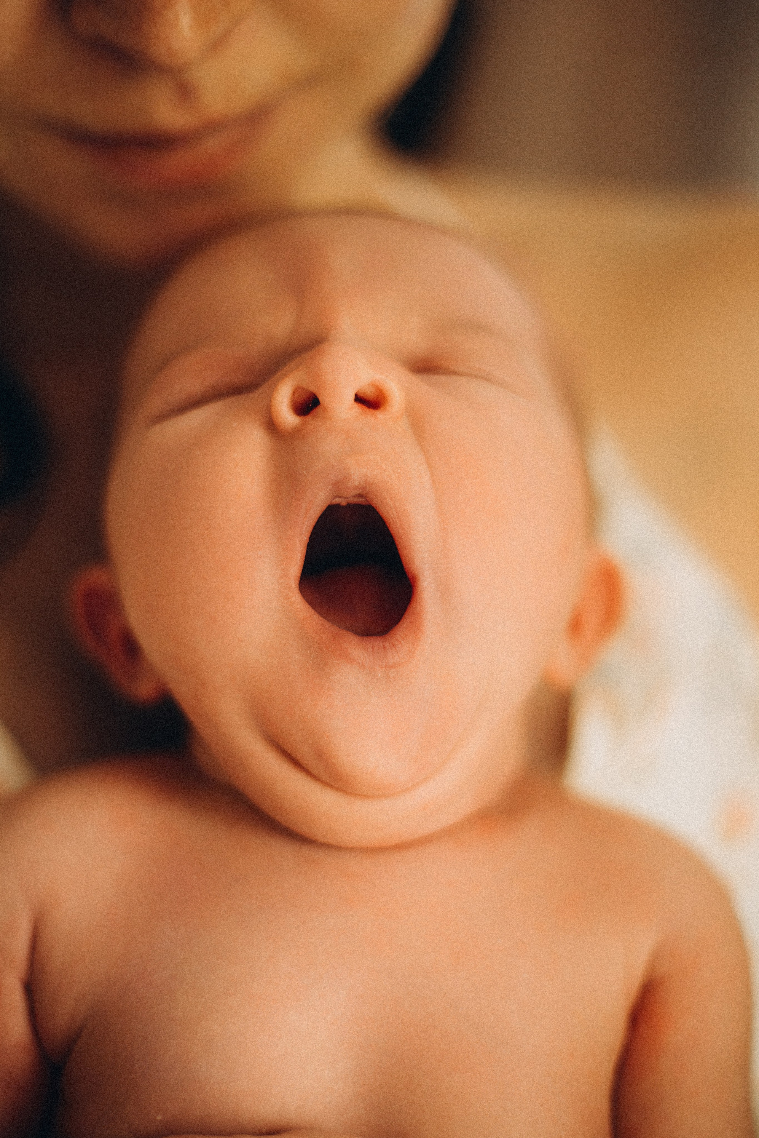 фотография новорожденного малыша, где он зевает