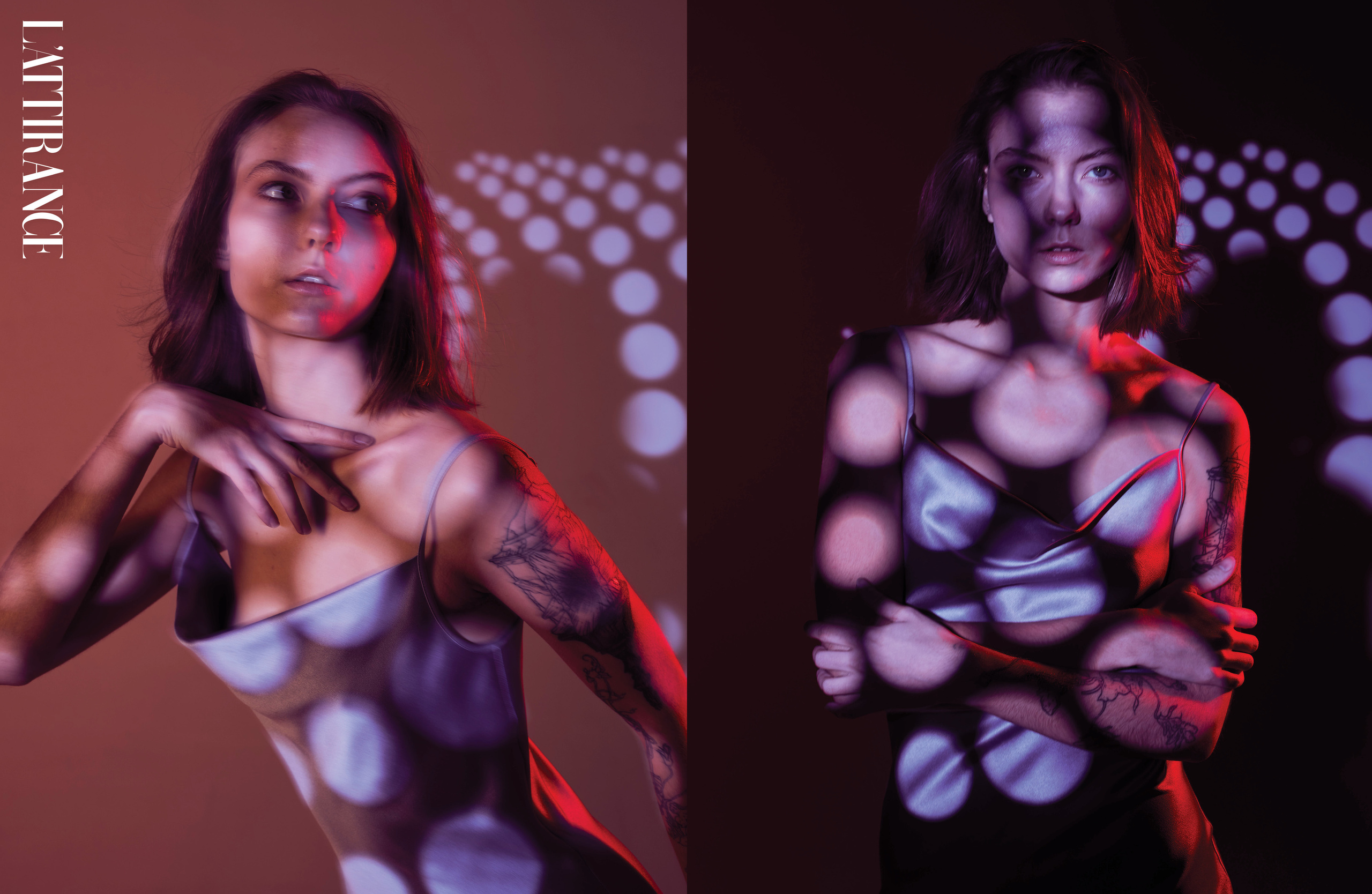 Портретная Фотосессия с цветным светом в студии на циклораме. Анна Потявина. Фотограф Москва