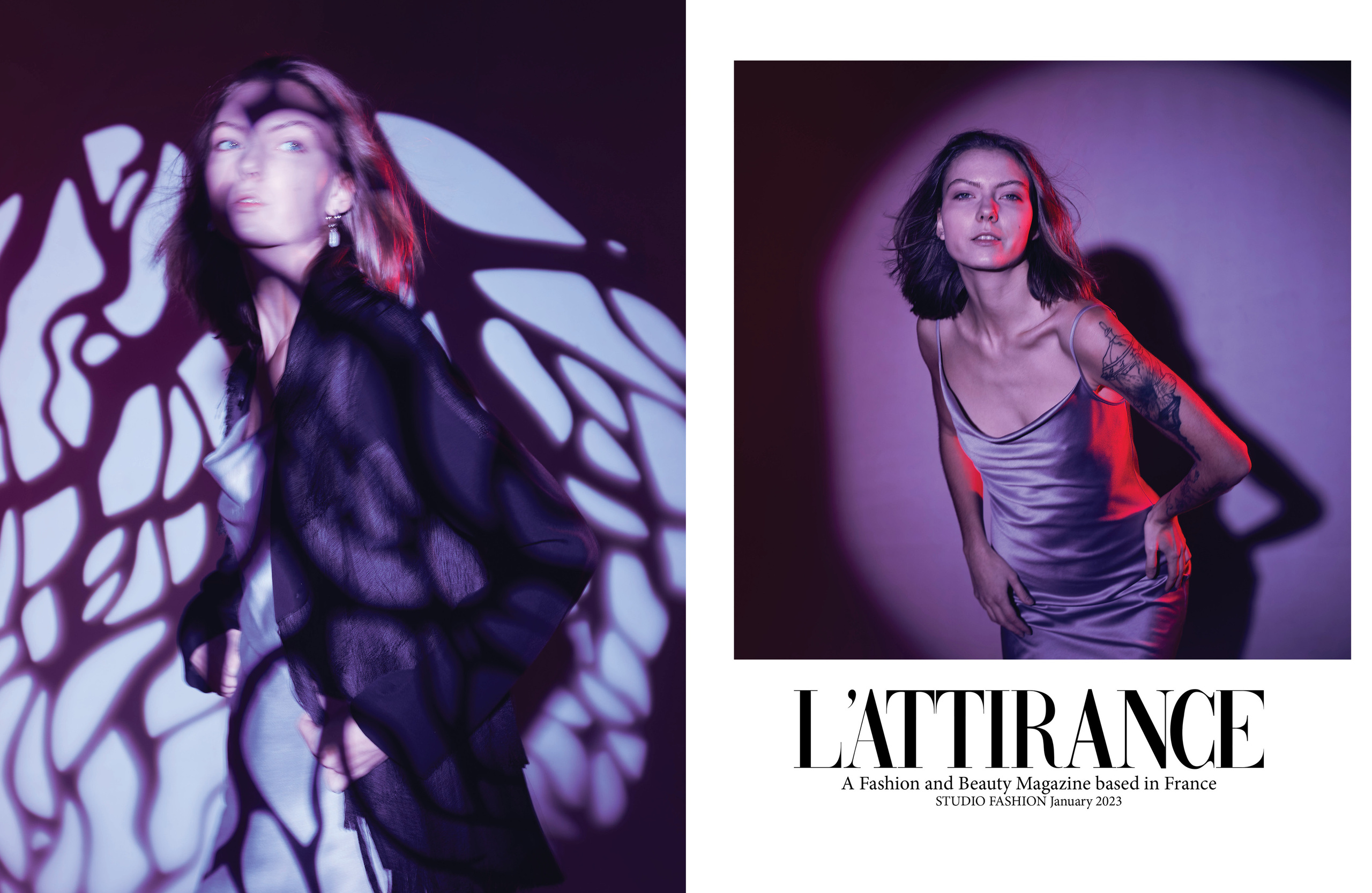 Портретная Фотосессия с цветным светом в студии на циклораме. Анна Потявина. Фотограф Москва