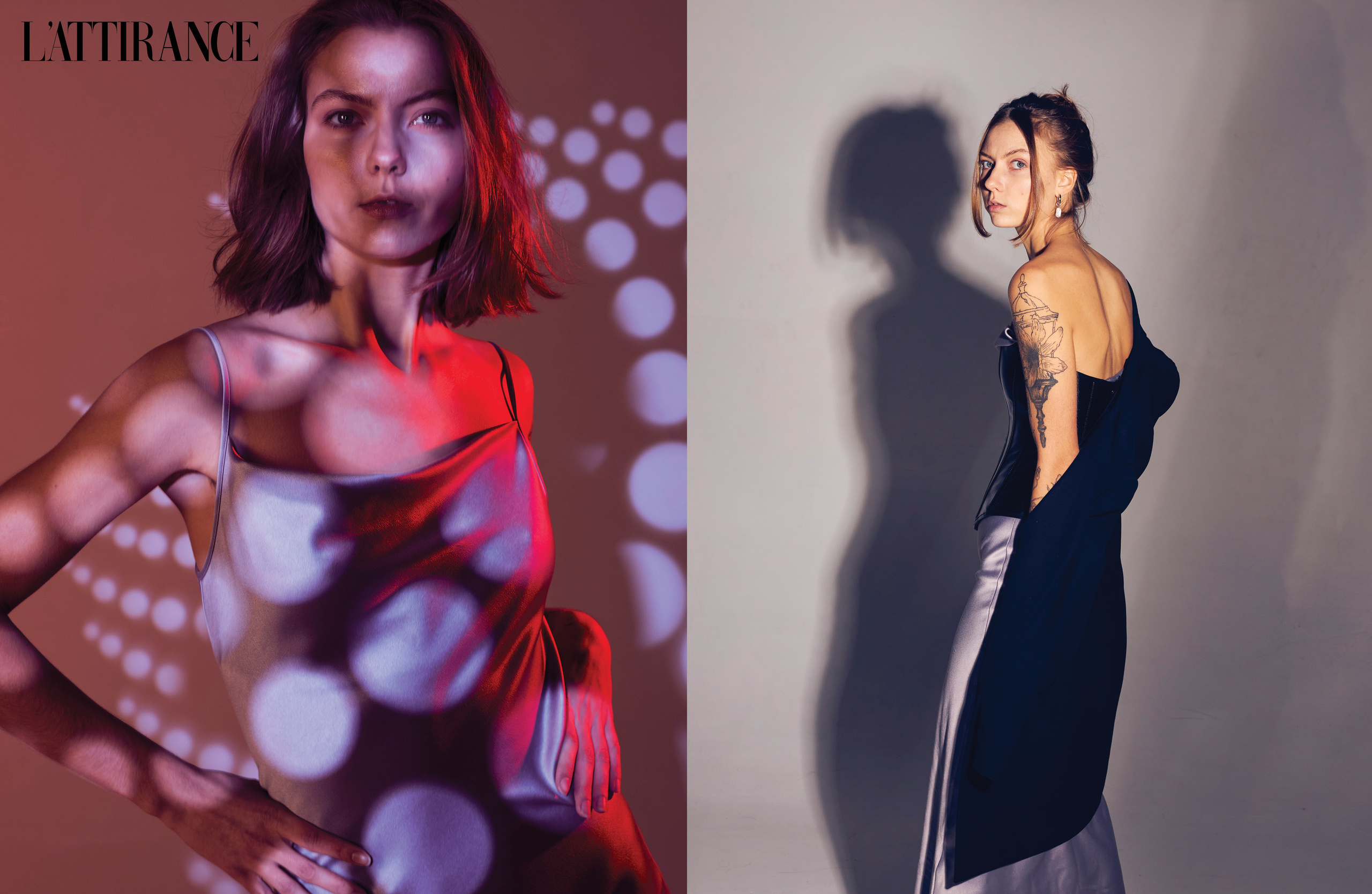 Портретная Фотосессия с цветным светом в студии на циклораме. Анна Потявина. Фотограф Москва