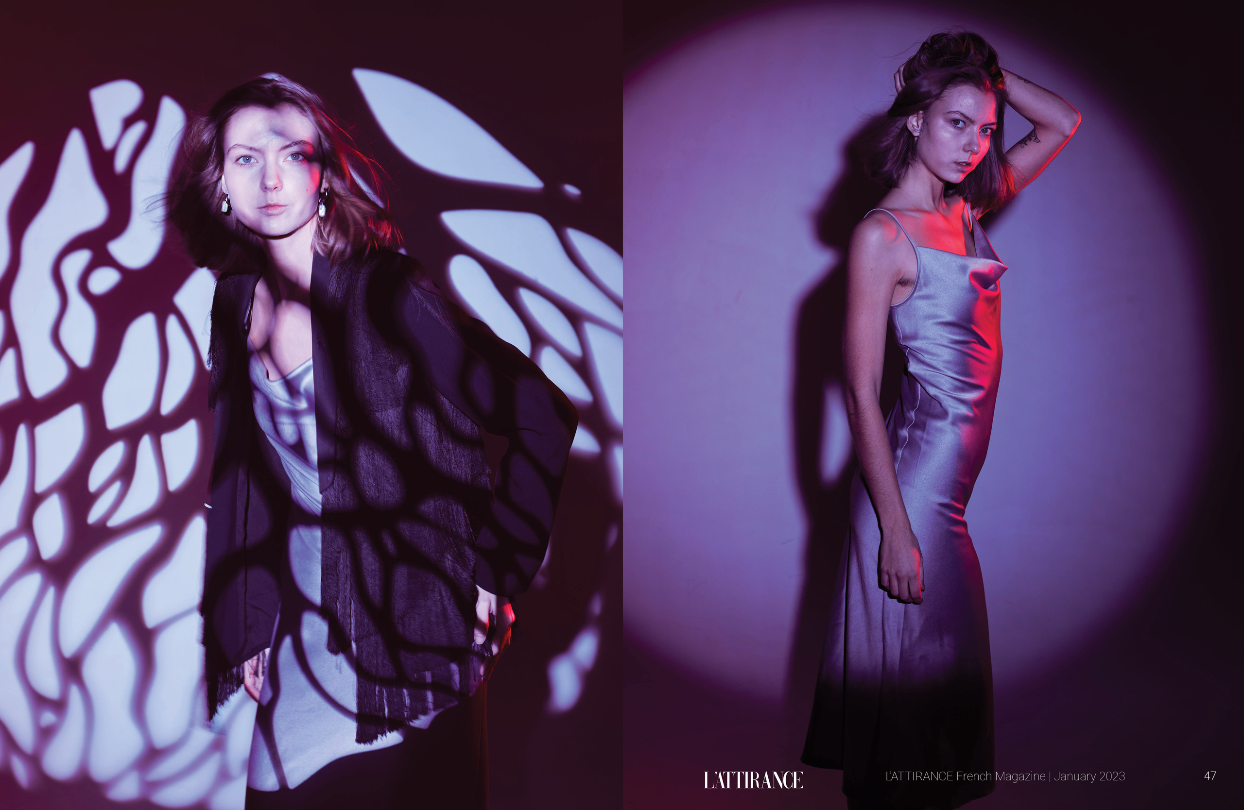 Портретная Фотосессия с цветным светом в студии на циклораме. Анна Потявина. Фотограф Москва