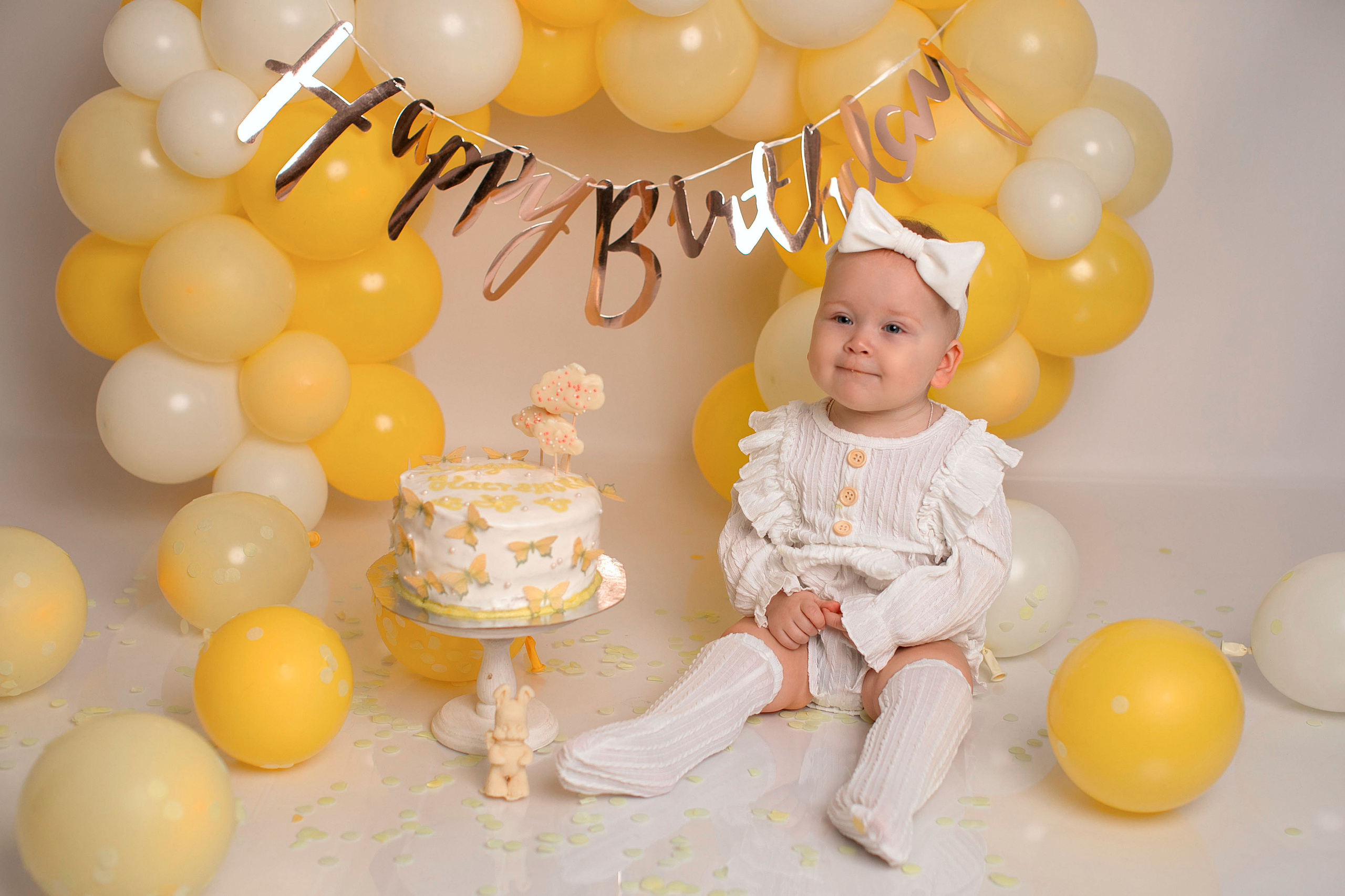 Съемка Первый тортик. Фотограф новорожденных