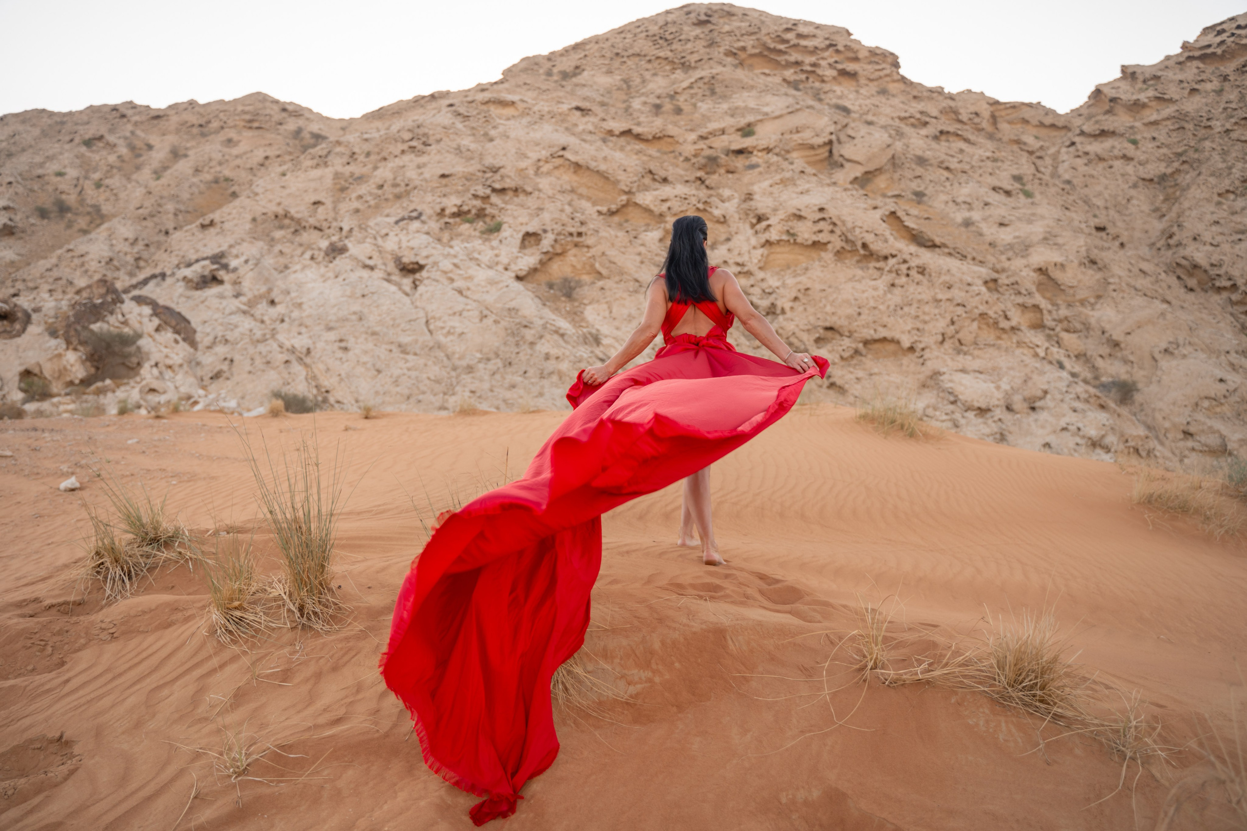Flying dress in desert