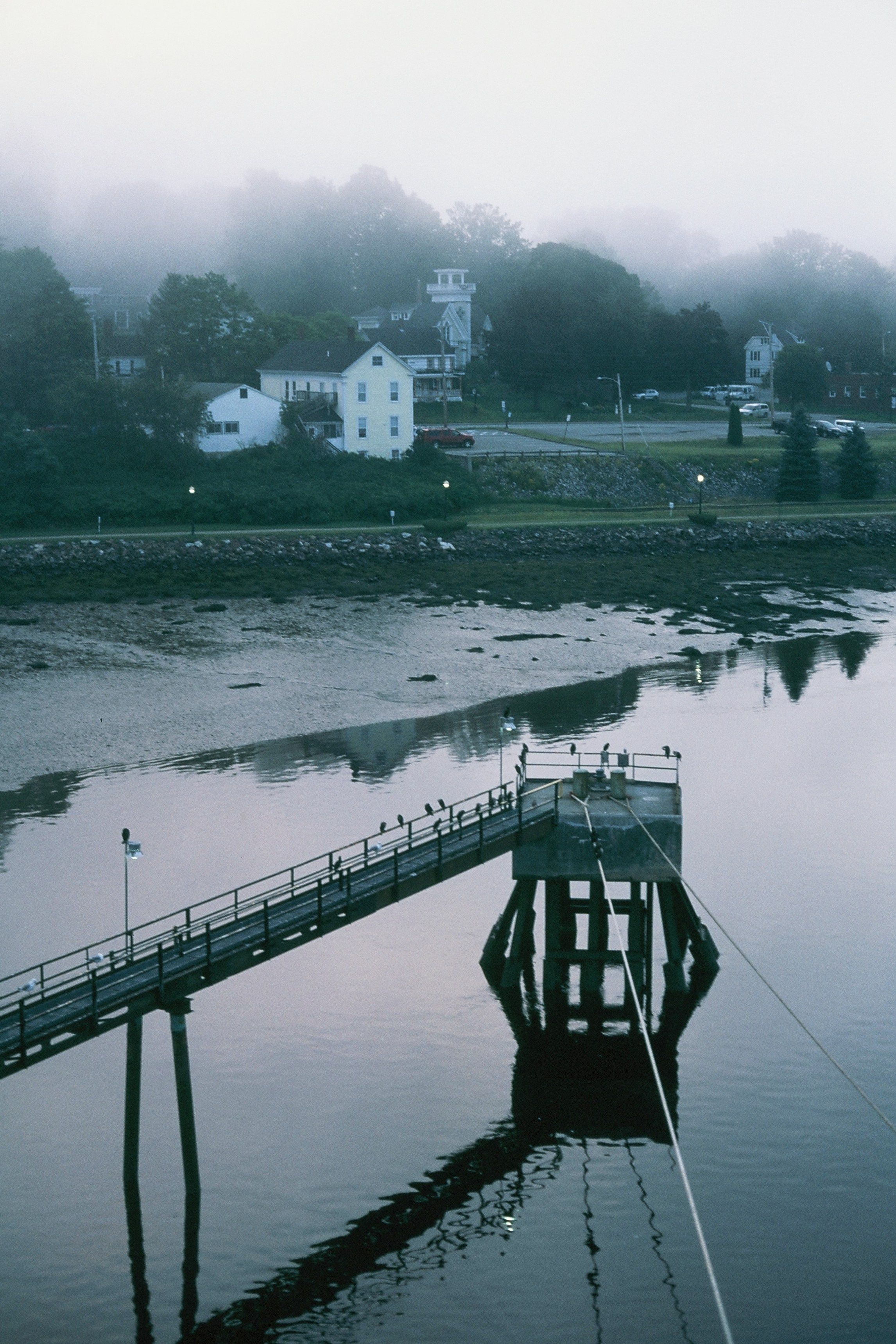 причал. морской порт. туманные воды. приливы и отливы