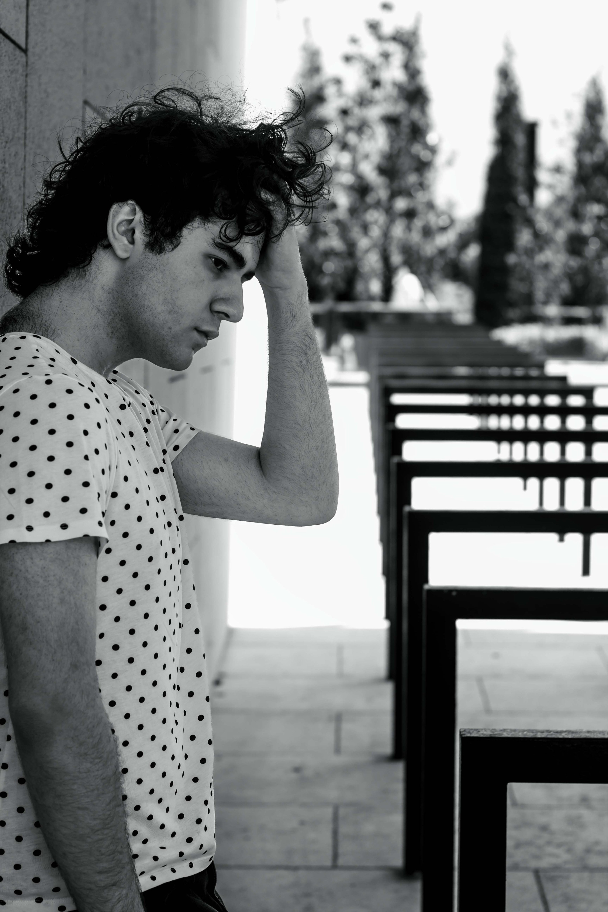 Men street photo shooting
