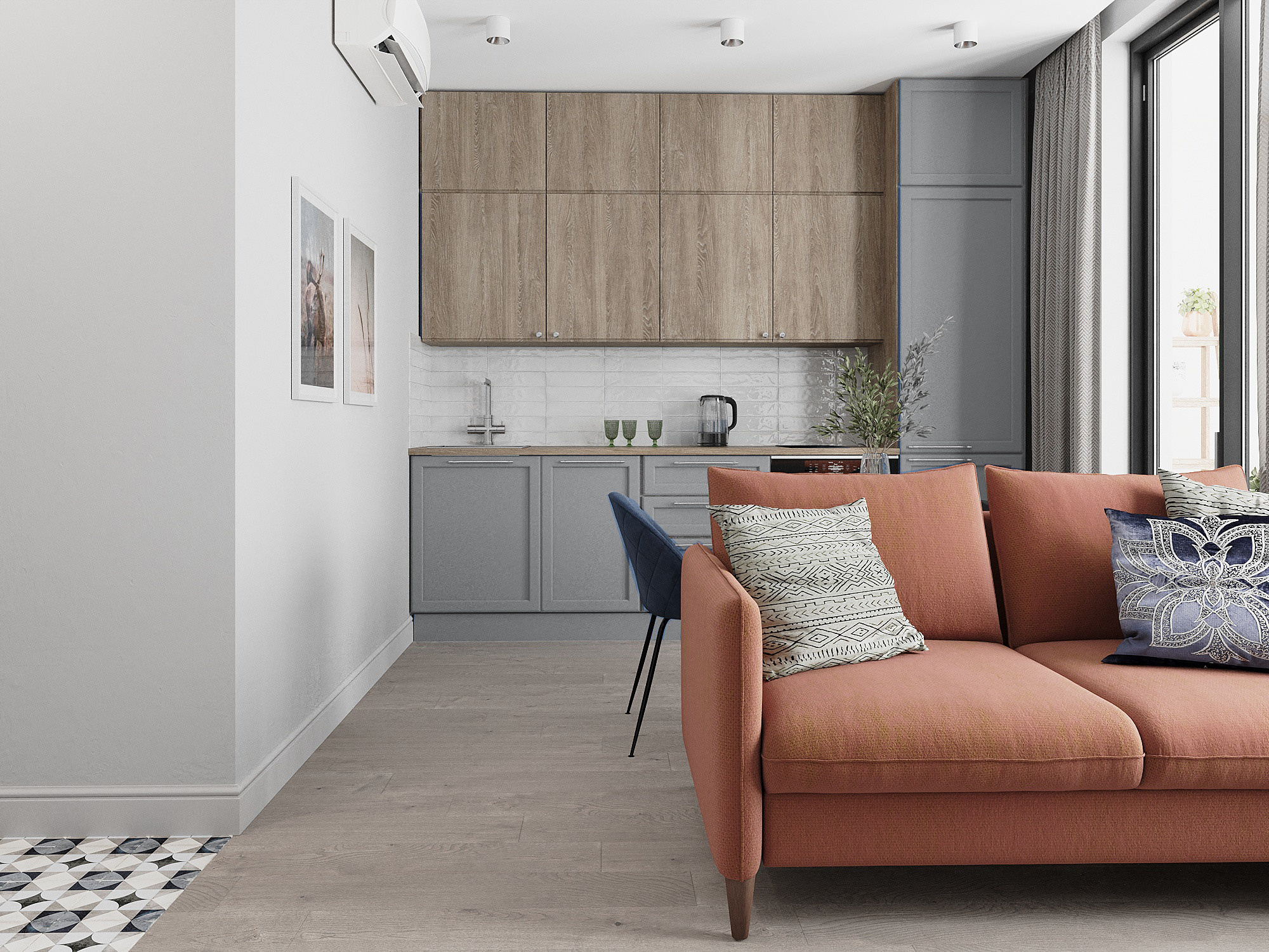 Синяя квартира для сдачи в аренду в ЖК Черная речка. Дизайнер интерьеров в Санкт-Петербурге Анастасия Тен