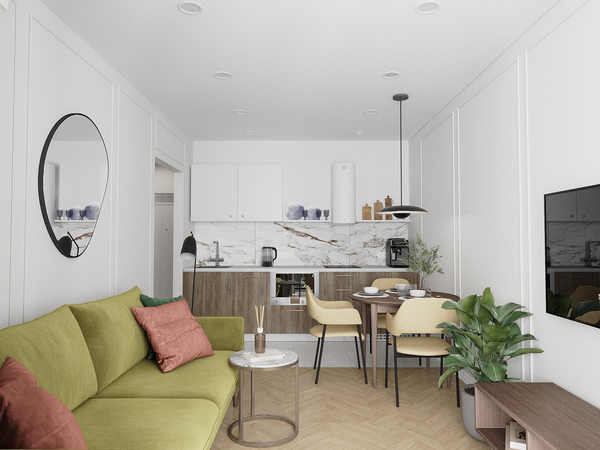 Современный интерьер с нотками ретро в ЖК Черная речка. Дизайнер интерьеров в Санкт-Петербурге Анастасия Тен