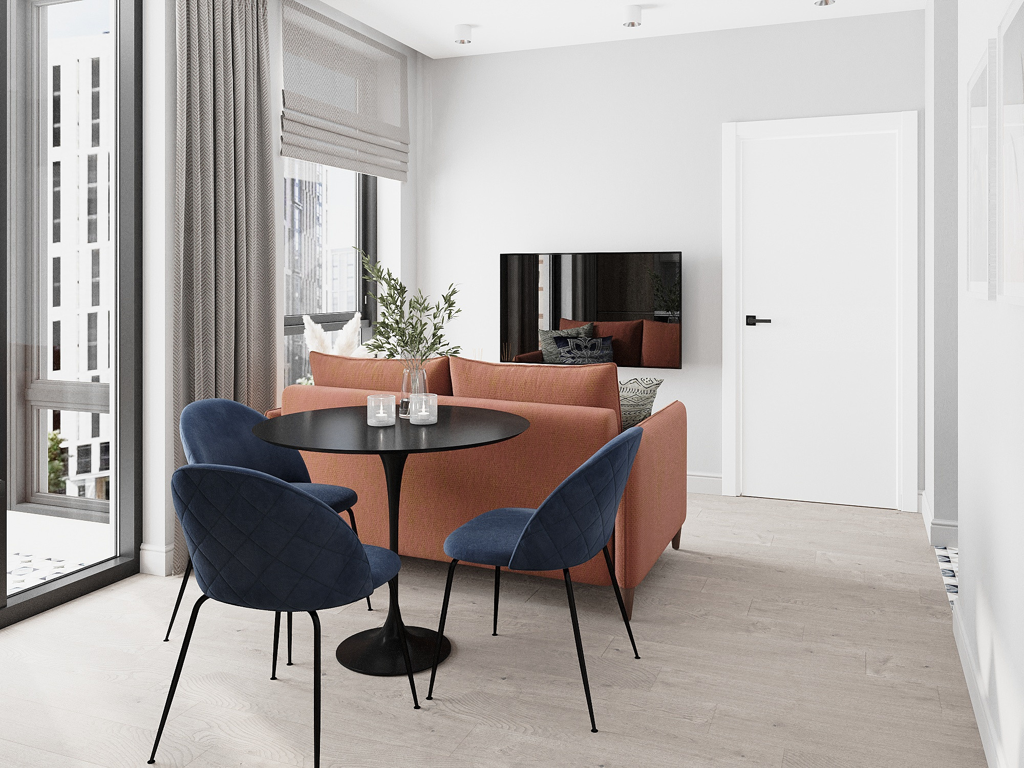 Синяя квартира для сдачи в аренду в ЖК Черная речка. Дизайнер интерьеров в Санкт-Петербурге Анастасия Тен