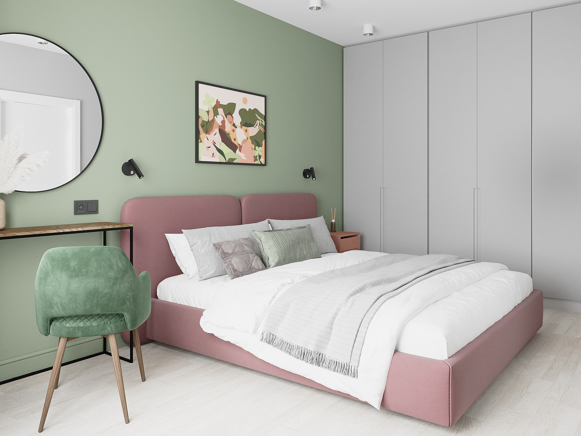 Зеленая квартира для сдачи в аренду в ЖК Черная речка. Дизайнер интерьеров в Санкт-Петербурге Анастасия Тен