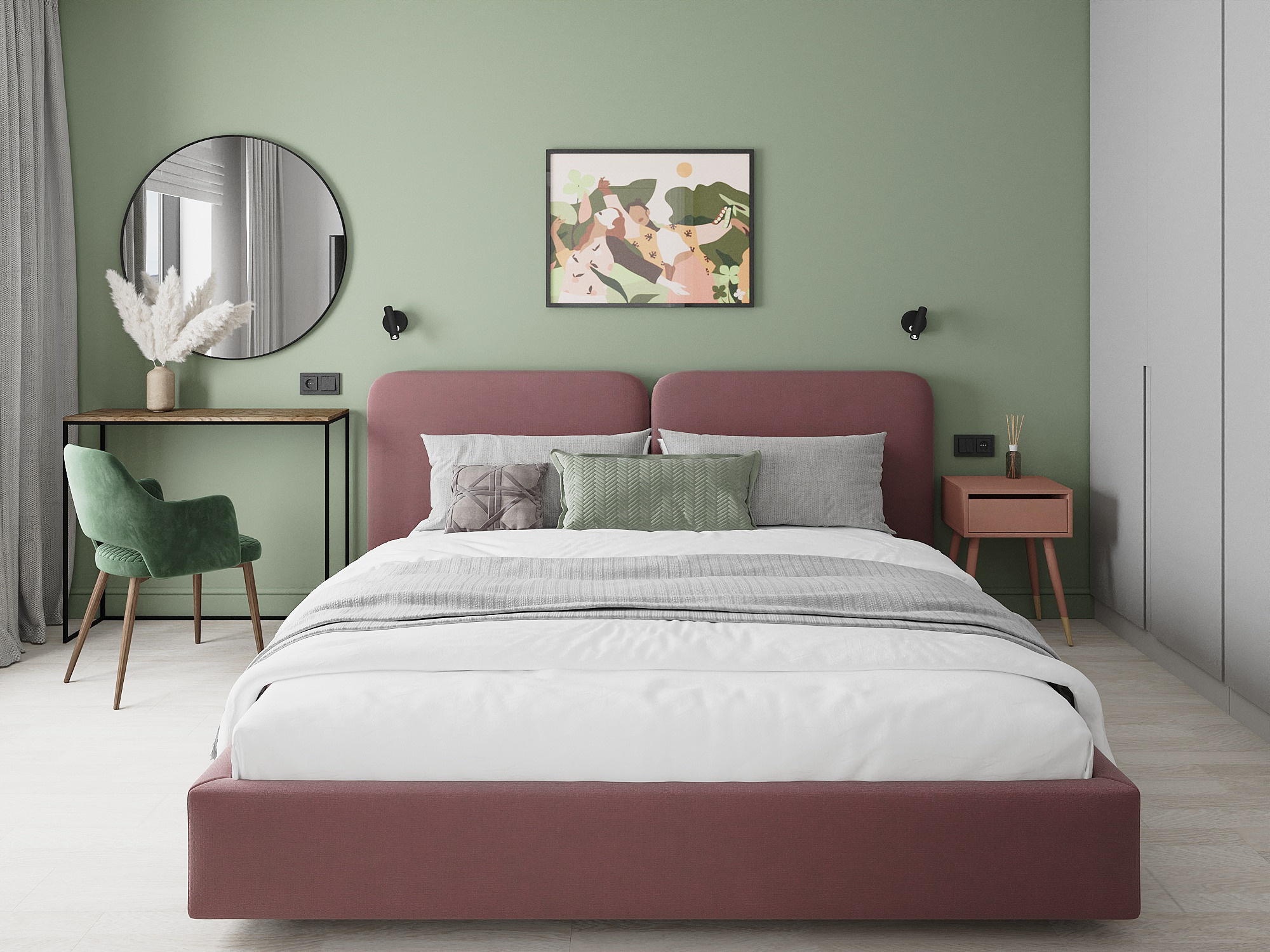 Зеленая квартира для сдачи в аренду в ЖК Черная речка. Дизайнер интерьеров в Санкт-Петербурге Анастасия Тен