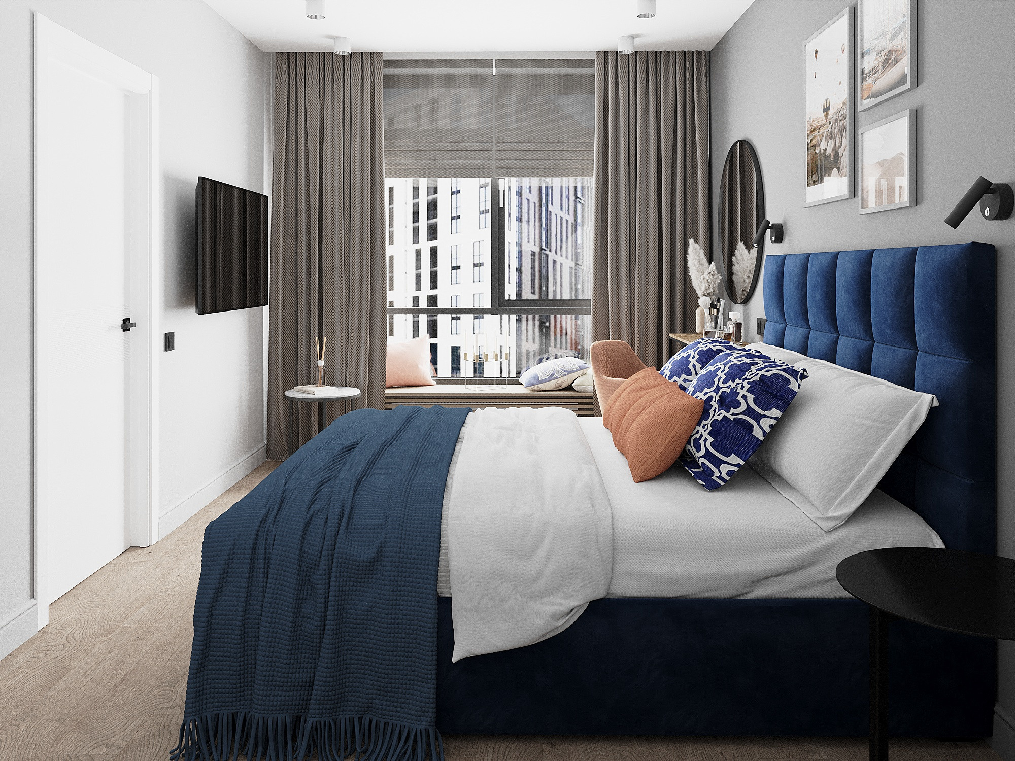 Синяя квартира для сдачи в аренду в ЖК Черная речка. Дизайнер интерьеров в Санкт-Петербурге Анастасия Тен