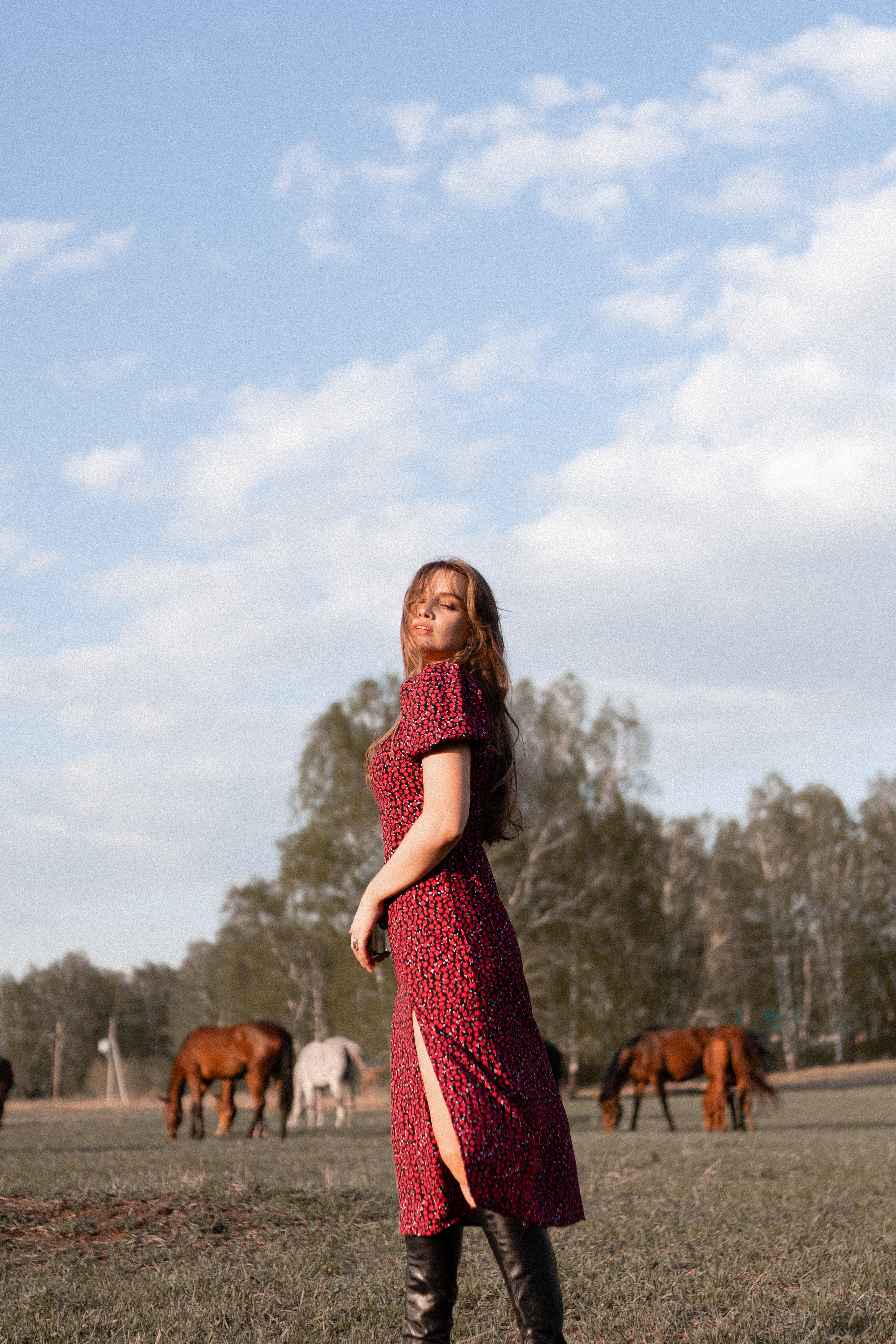 Екатерина в табуне. Фотосессии с лошадьми в Москве, Новосибирске