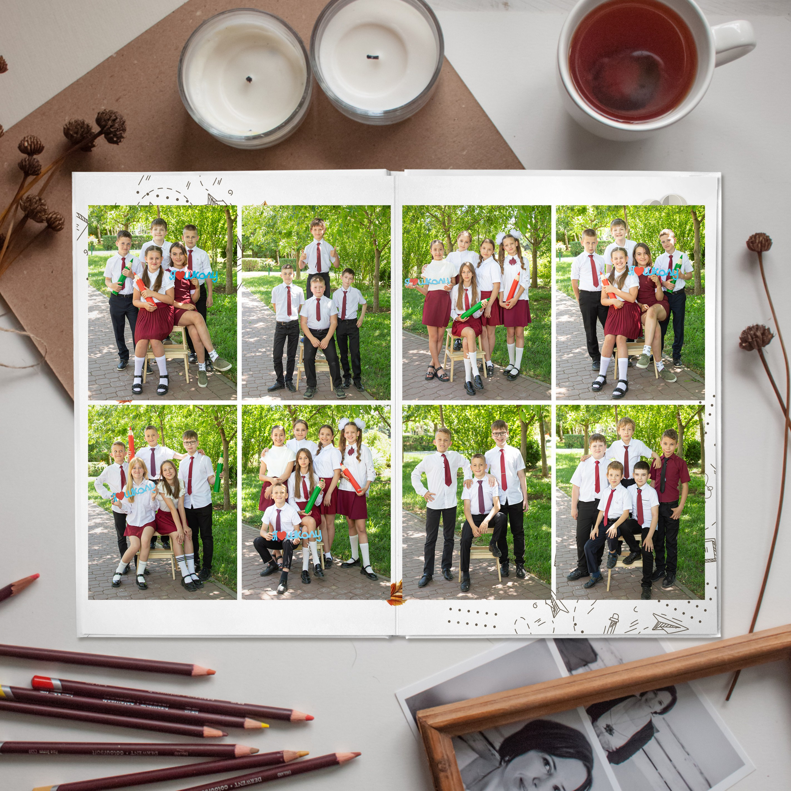 Альбомы комбинированной верстки. Выпускные альбомы. Евпатория. Школьный фотограф