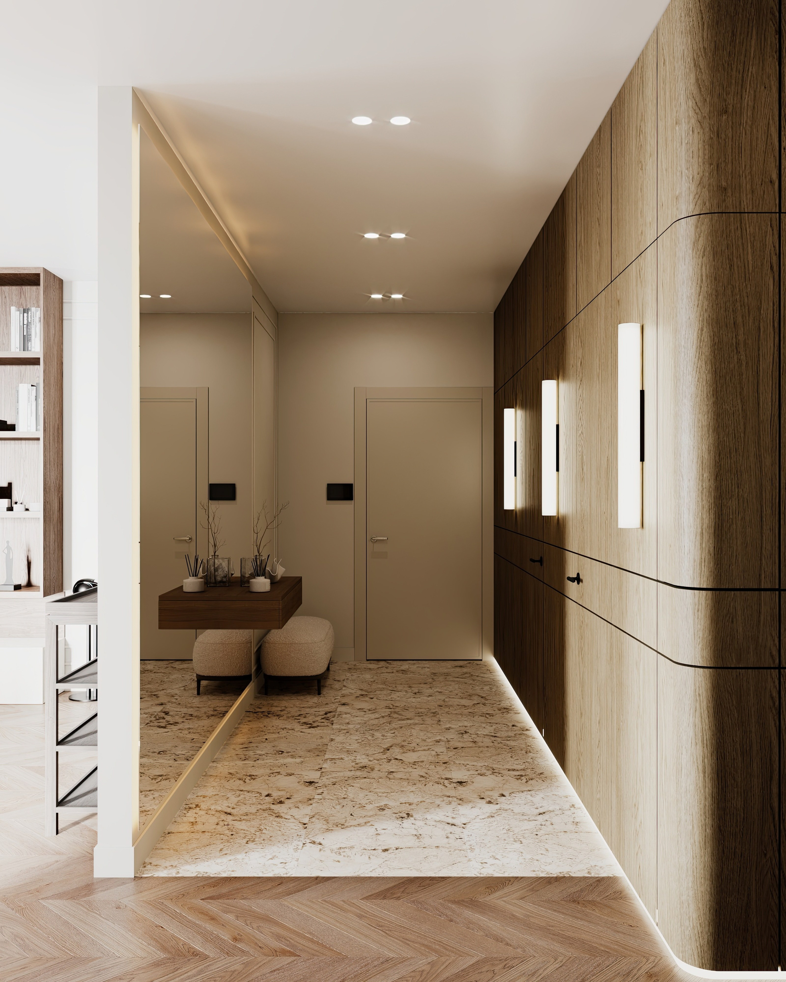 Полянка кухня-гостиная-прихожая-коридор. Визуализатор Векшина Елена