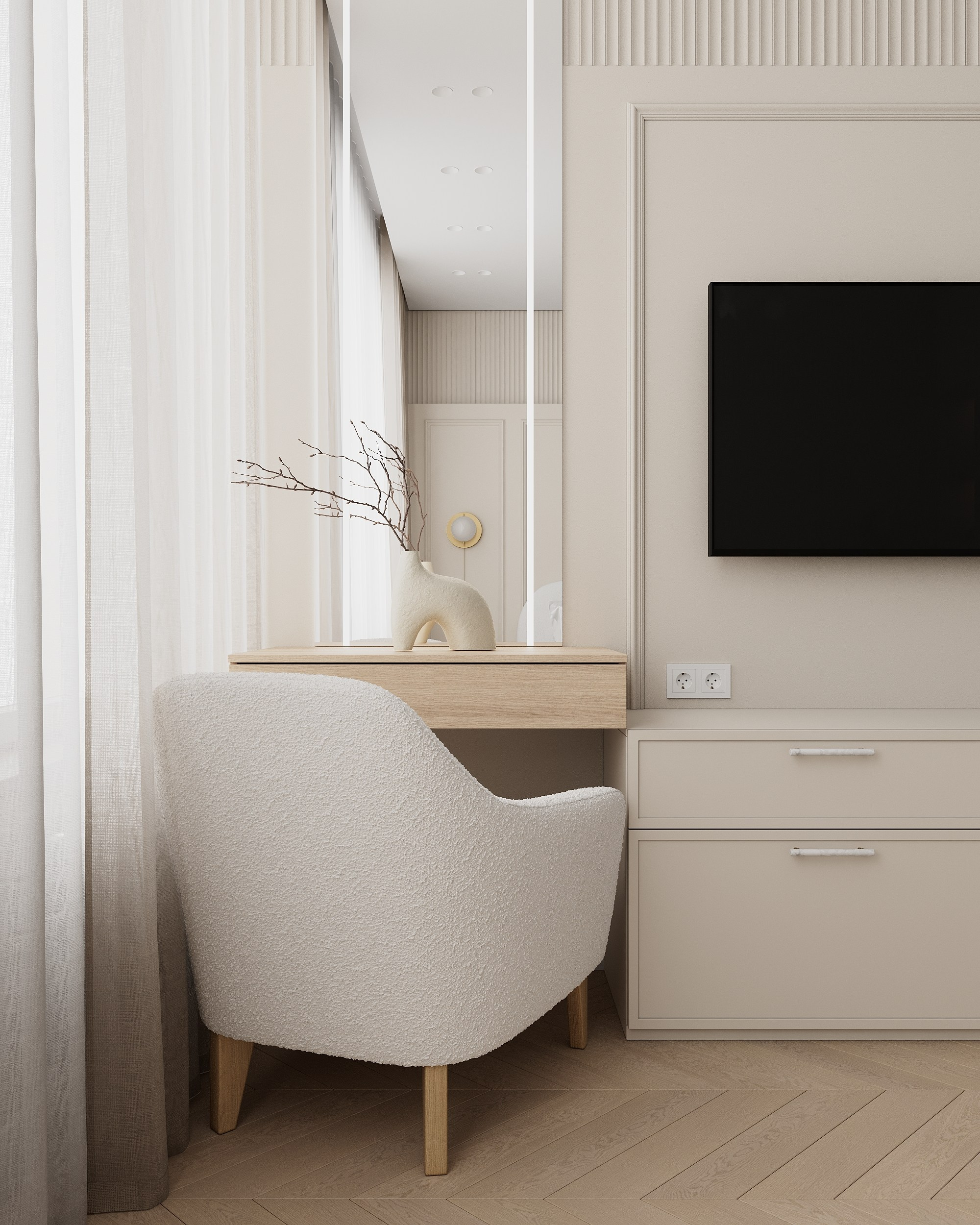 Квартира в бежевых тонах. Студия 3D визуализации