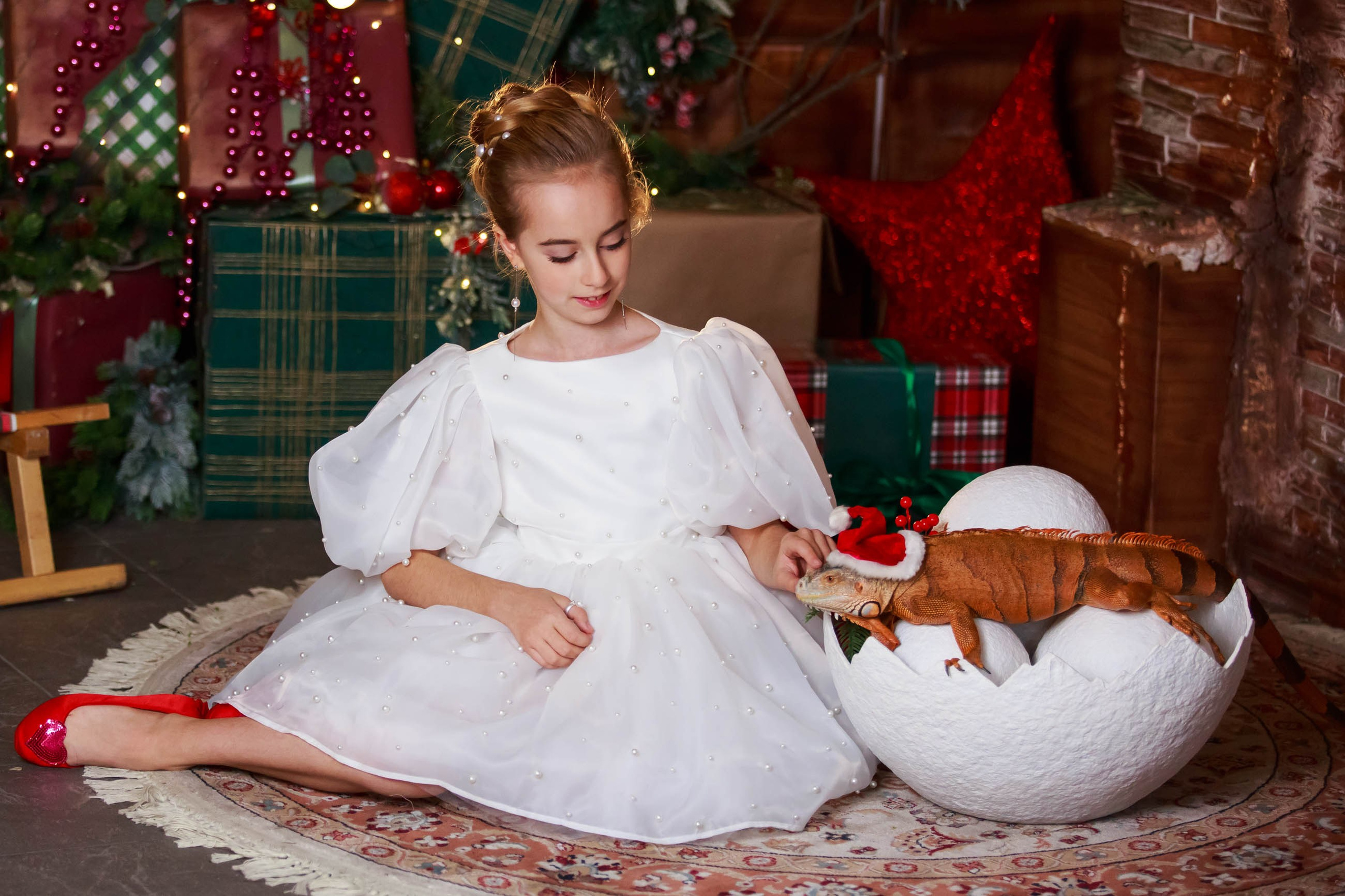 Новогодняя фотосессия с игуаной. Семейный и детский фотограф в Москве Мария Быкова