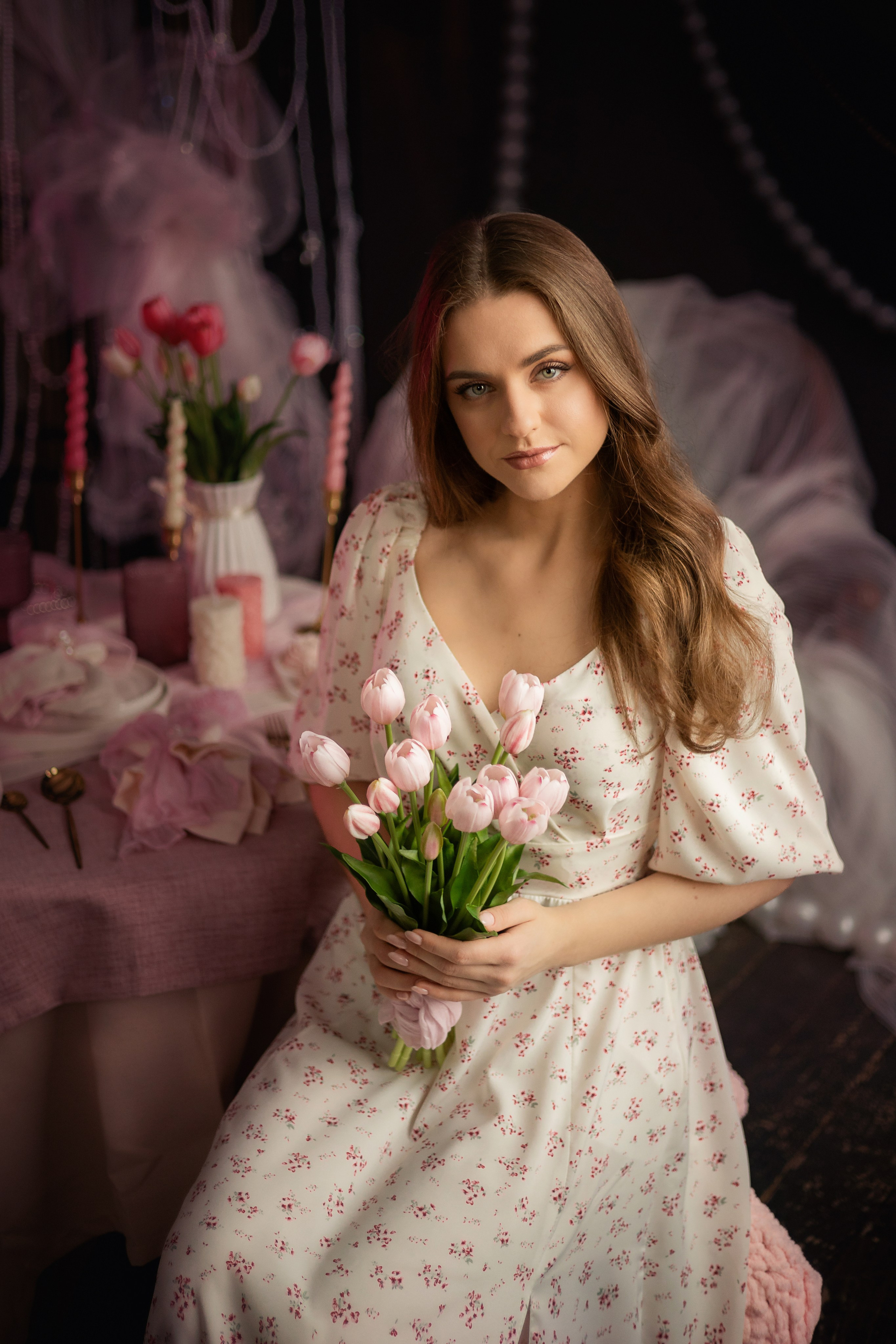 Весенний женский портрет в студии. Фотограф Ульянкина Мария