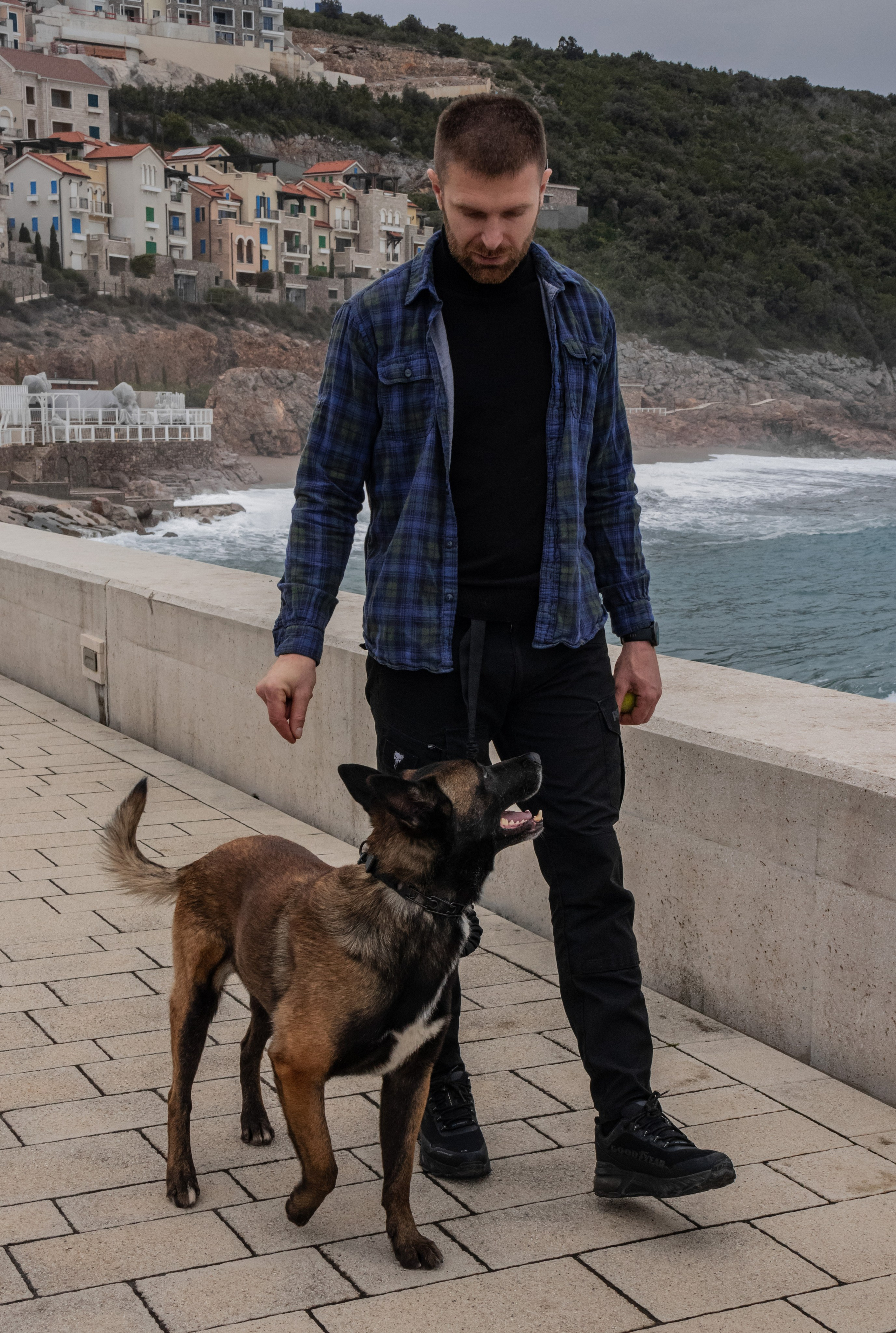 Photoshoot with a dog in Montenegro. Portrait photographer in Tivat Montenegro Katerina Kirsanova